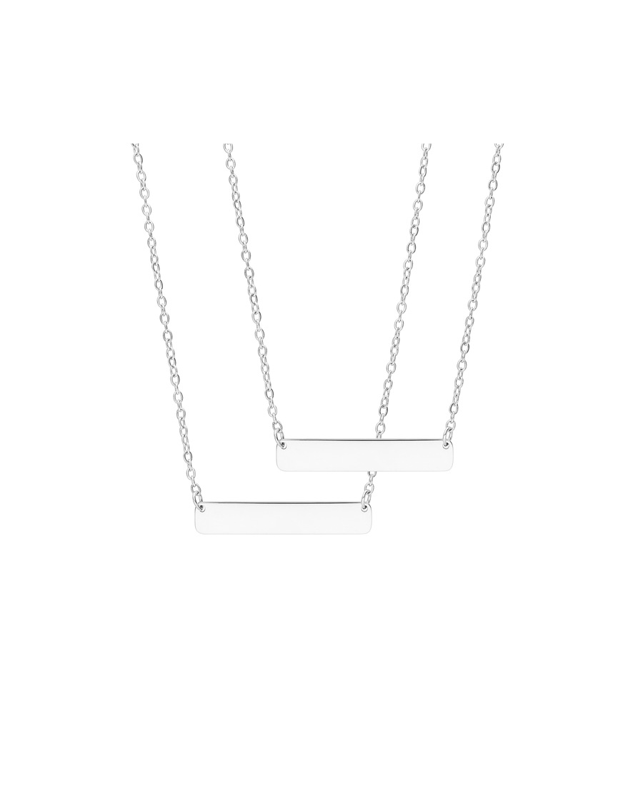 Lucardi Halskette Stahl 47 cm - Mutter/Tochter-Set Silber Damen