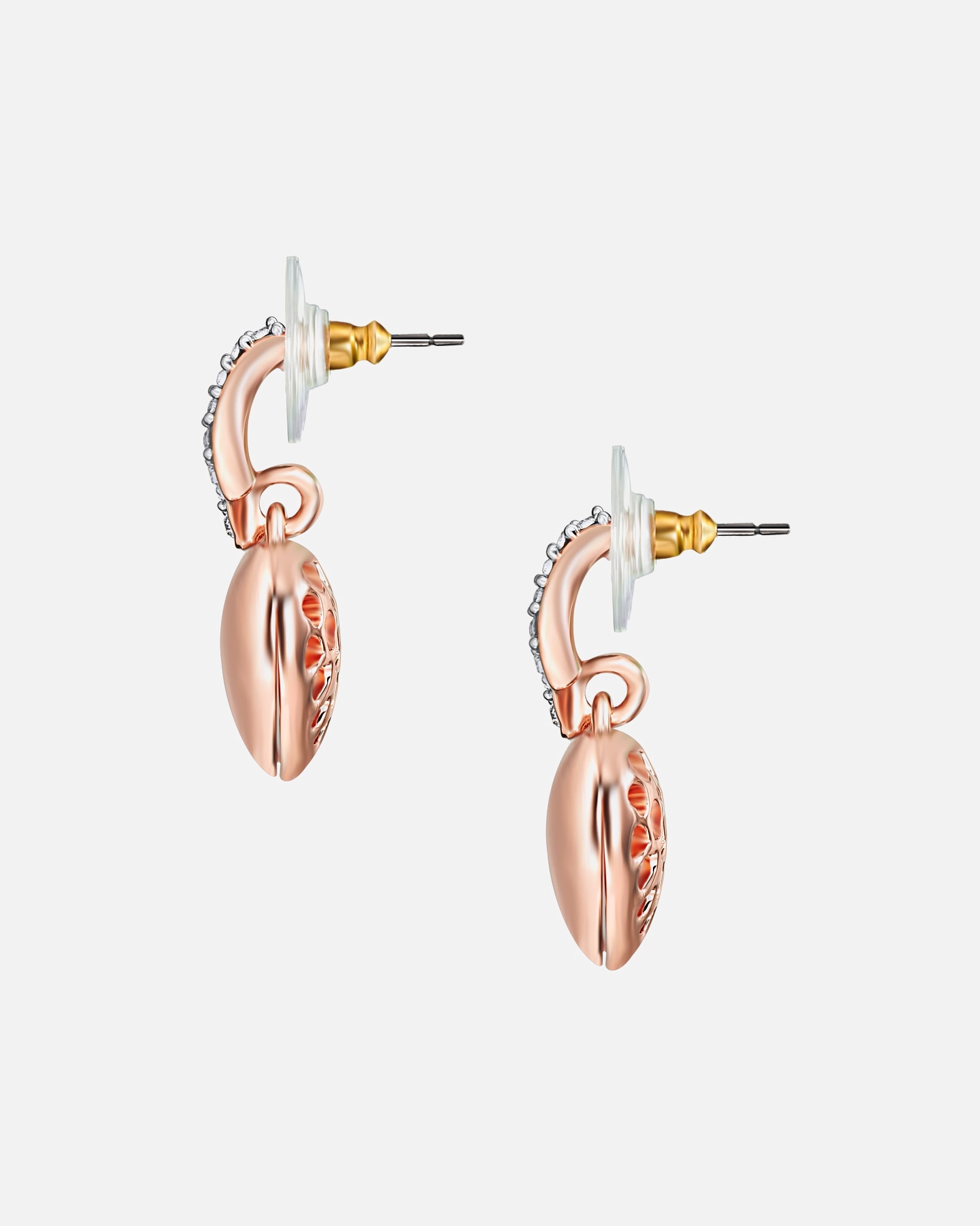 Ohrringe für Weiblich Lulu & Jane Ohrhänger Herz Metall-Legierung verziert mit Kristallen von Swarovski® in Roségold/Silber 28,0 mm