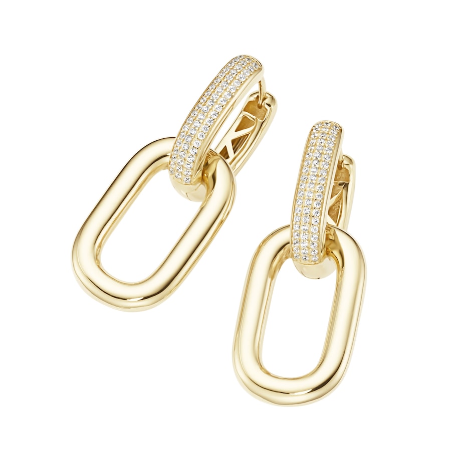 Giorgio Martello Milano Klappcreolen mit weißen Zirkonia, Silber 925 Gold