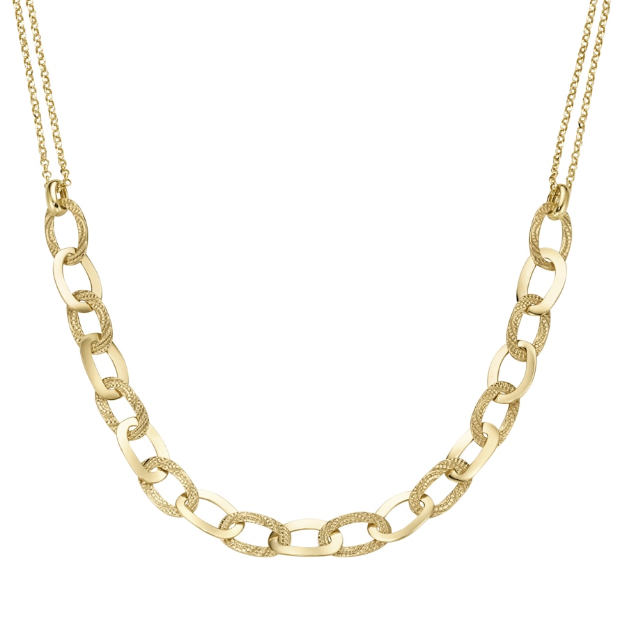 Smart Jewel Collier ovale Glieder hochglänzend und strukturiert, Silber 925 45 cm Gold
