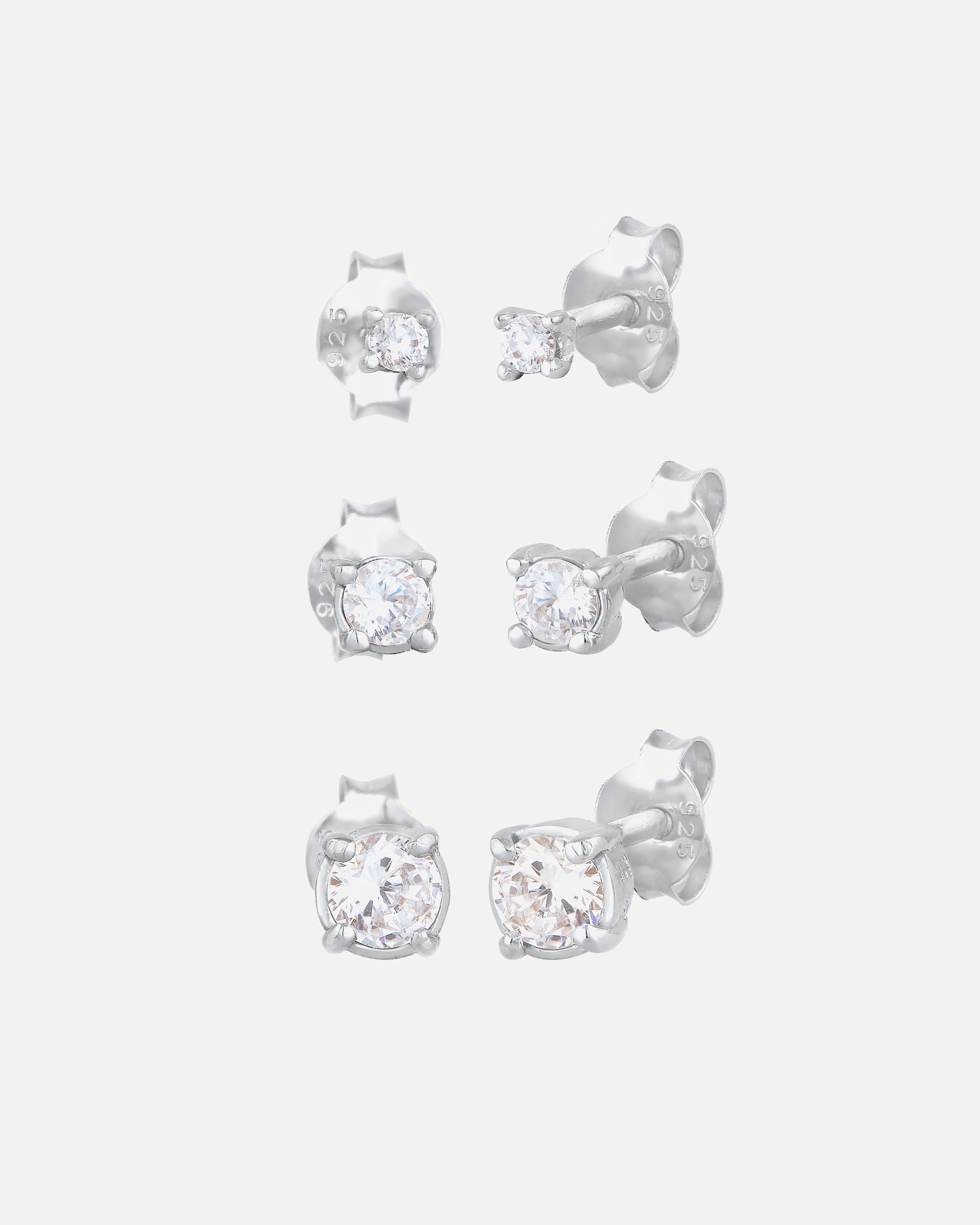 Ohrringe für Weiblich Elli Elli Ohrringe Stecker Zirkonia Basic 3er Set 925 Silber silberfarben