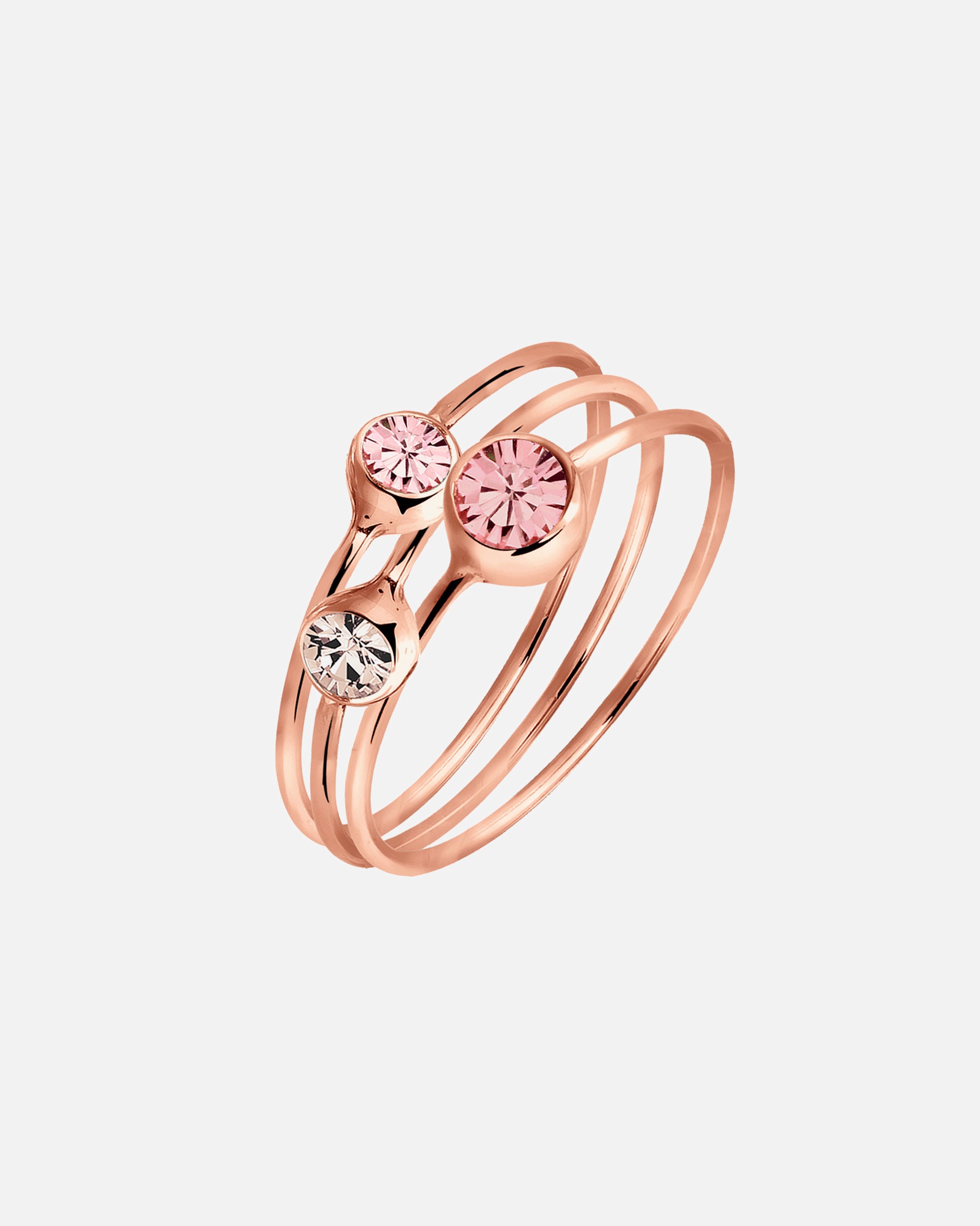 Ring für Weiblich Elli Set Kristalle 925 Sterling Silber rosé-vergoldet 56