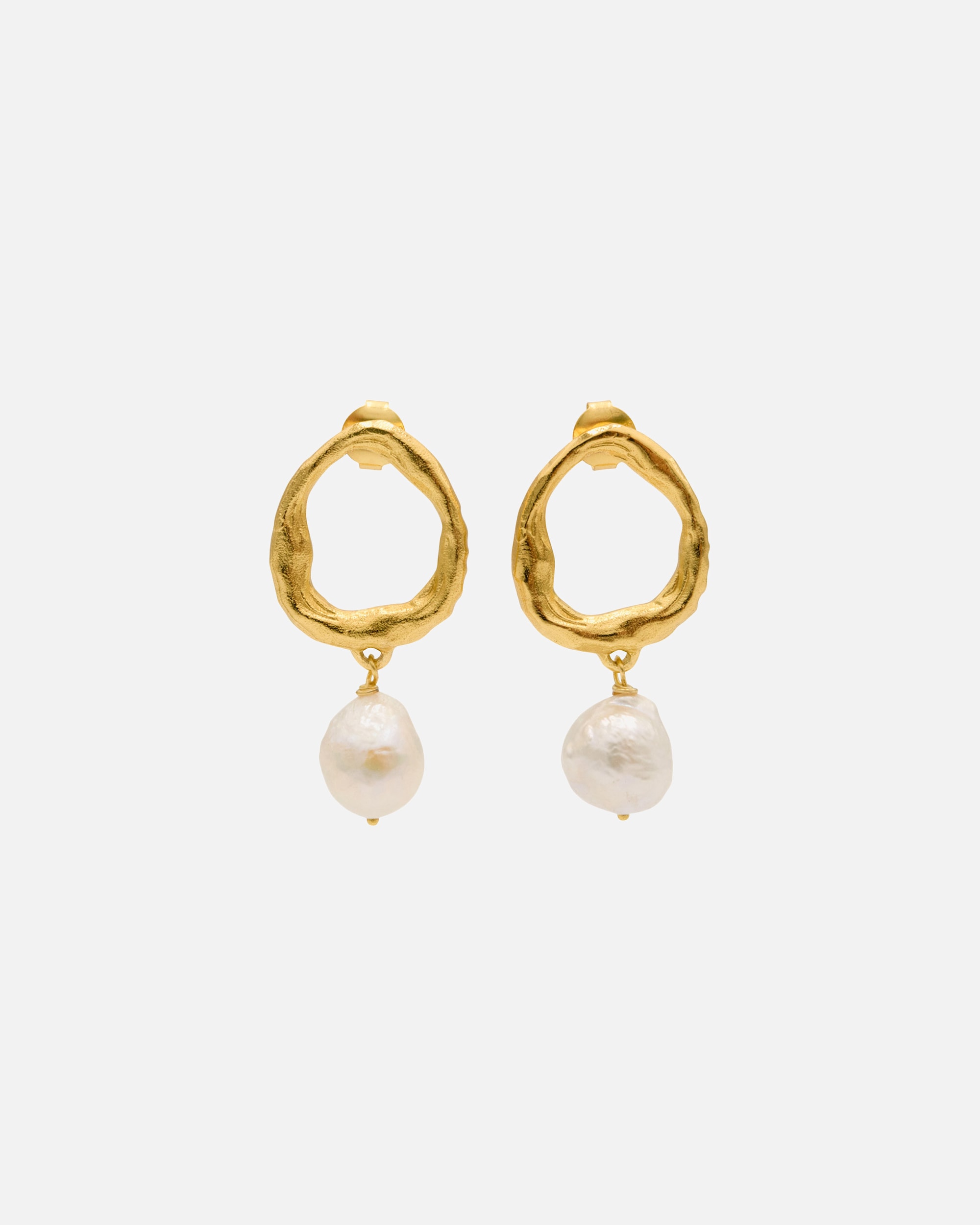 Ohrringe für Weiblich Haze & Glory Default Brand Line Perlen Ohrstecker - La Pearl 925 Silber goldfarben