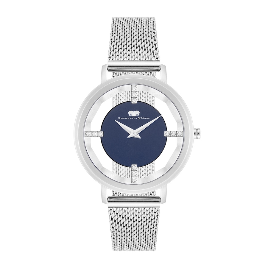Rhodenwald & Söhne Armband-Uhr Lucrezia aus Edelstahl in silber Silber/ Blaues Ziffernblatt Damen