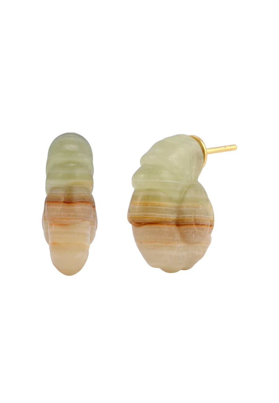 Haze & Glory Ohrstecker Jade Grünlich-Braun 925 Sterling Silber vergoldet OneSize Damen