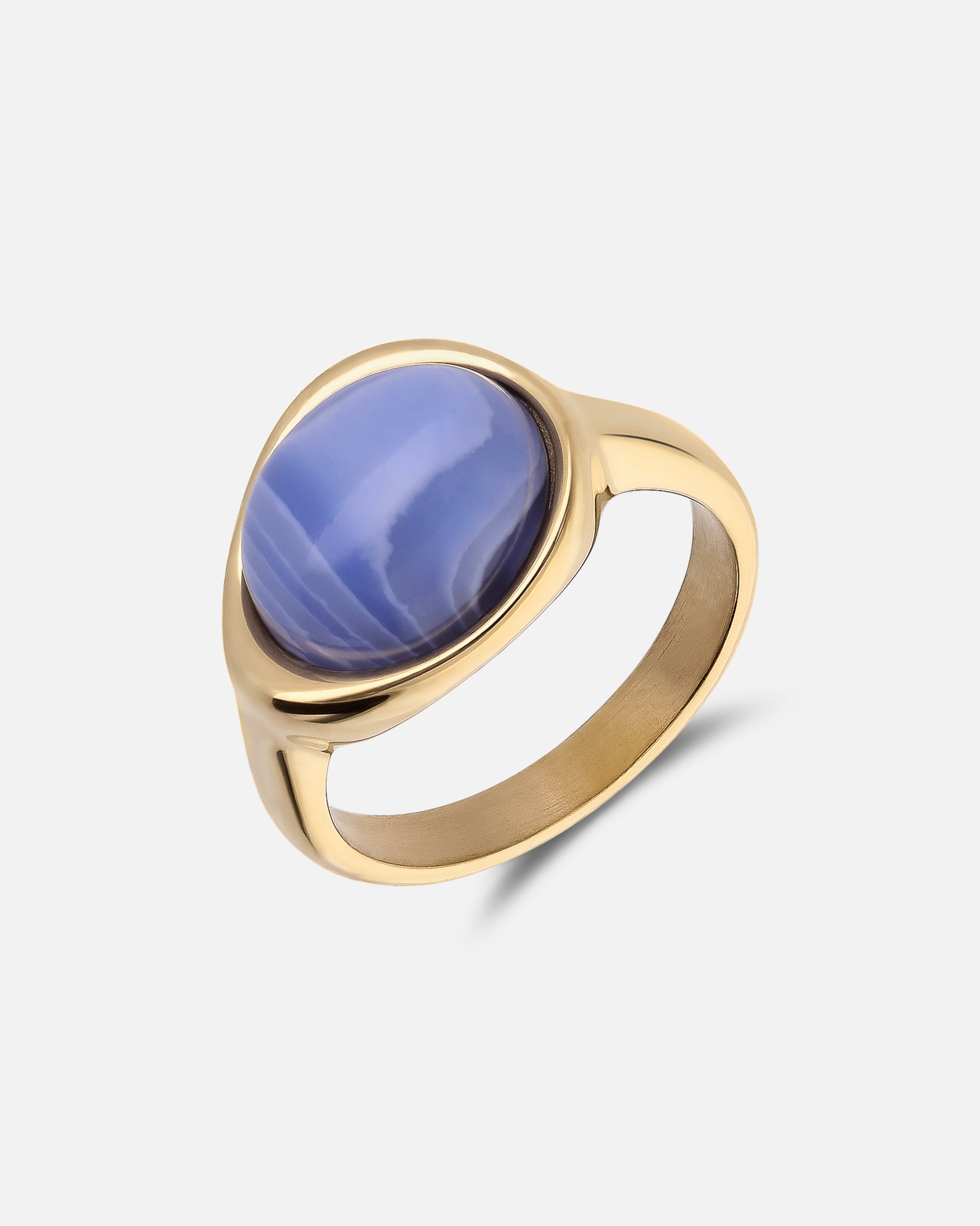 Ring für Weiblich Lucardi Ring Stahl - Gelbgold legiert Blau - 50mm