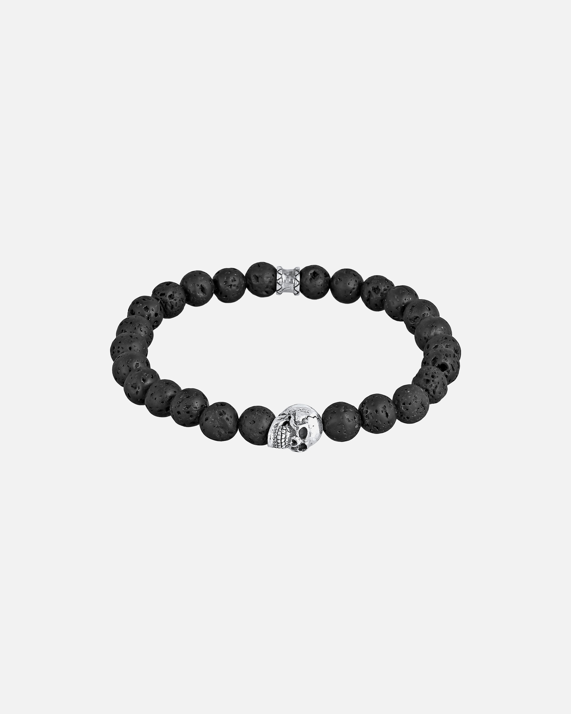 Armband für Männlich KUZZOI Herren Totenkopf Lava Stein Perlen 925 Silber 21