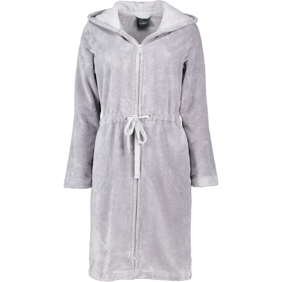 Cawö Bademäntel Damen Kurzmantel mit Kapuze Home 822 graphit - 73 S Weiss