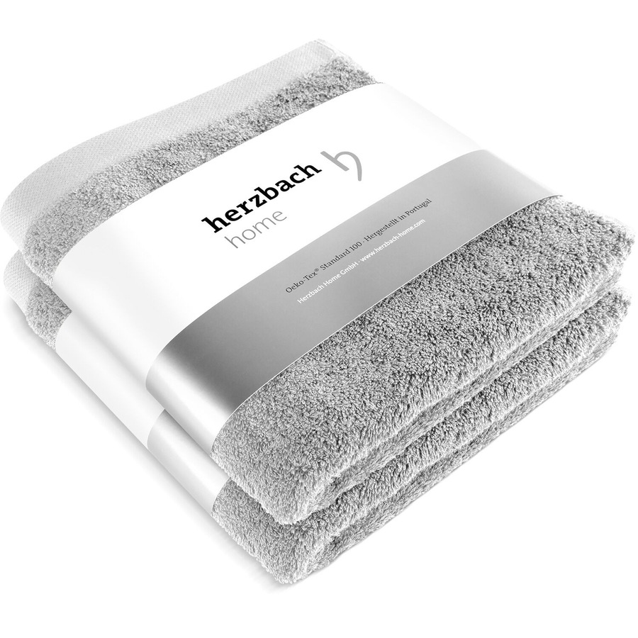 Herzbach Home Handtuch Pura 2er-Set einfarbig Silbergrau