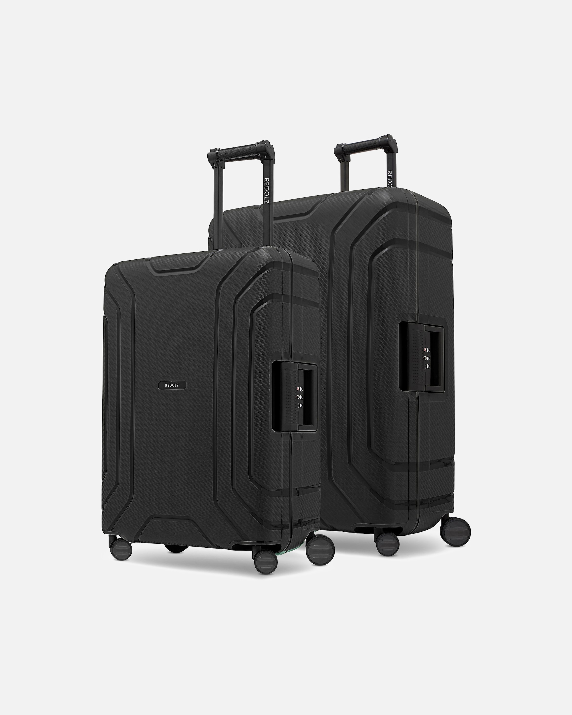 Koffer für Männlich Redolz Essentials 15 4-Rollen Kofferset M+L mit Dreipunktverschluss deep black