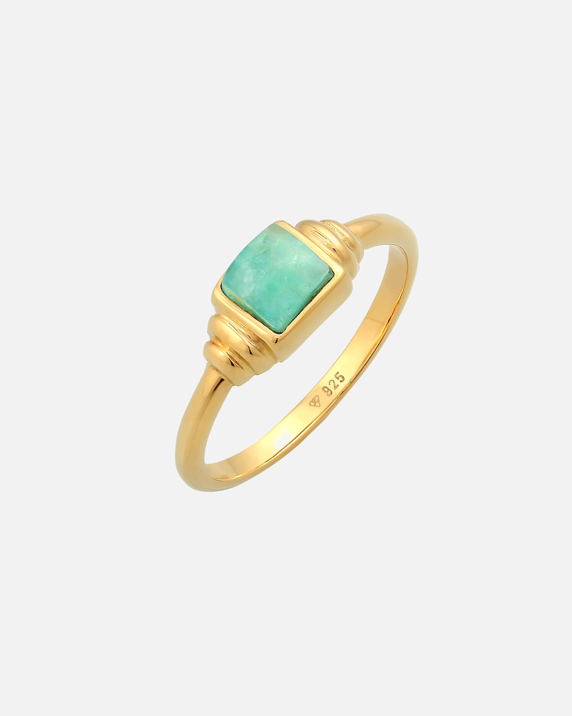 Ring für Weiblich Elli PREMIUM Amazonit Edelstein Quadrat Vintage 925 Silber 56