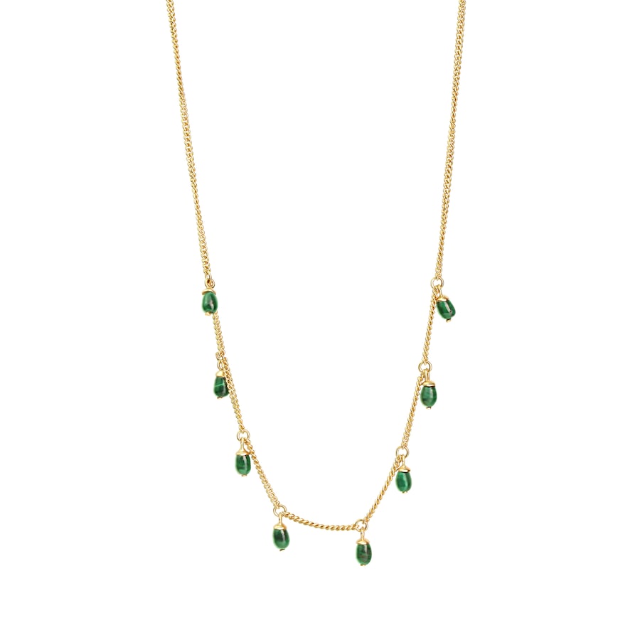 Celesta Anhänger mit Kette 925 Sterling Silber vergoldet Malachit 925/- grün 42,0+3,0cm Weiss Damen