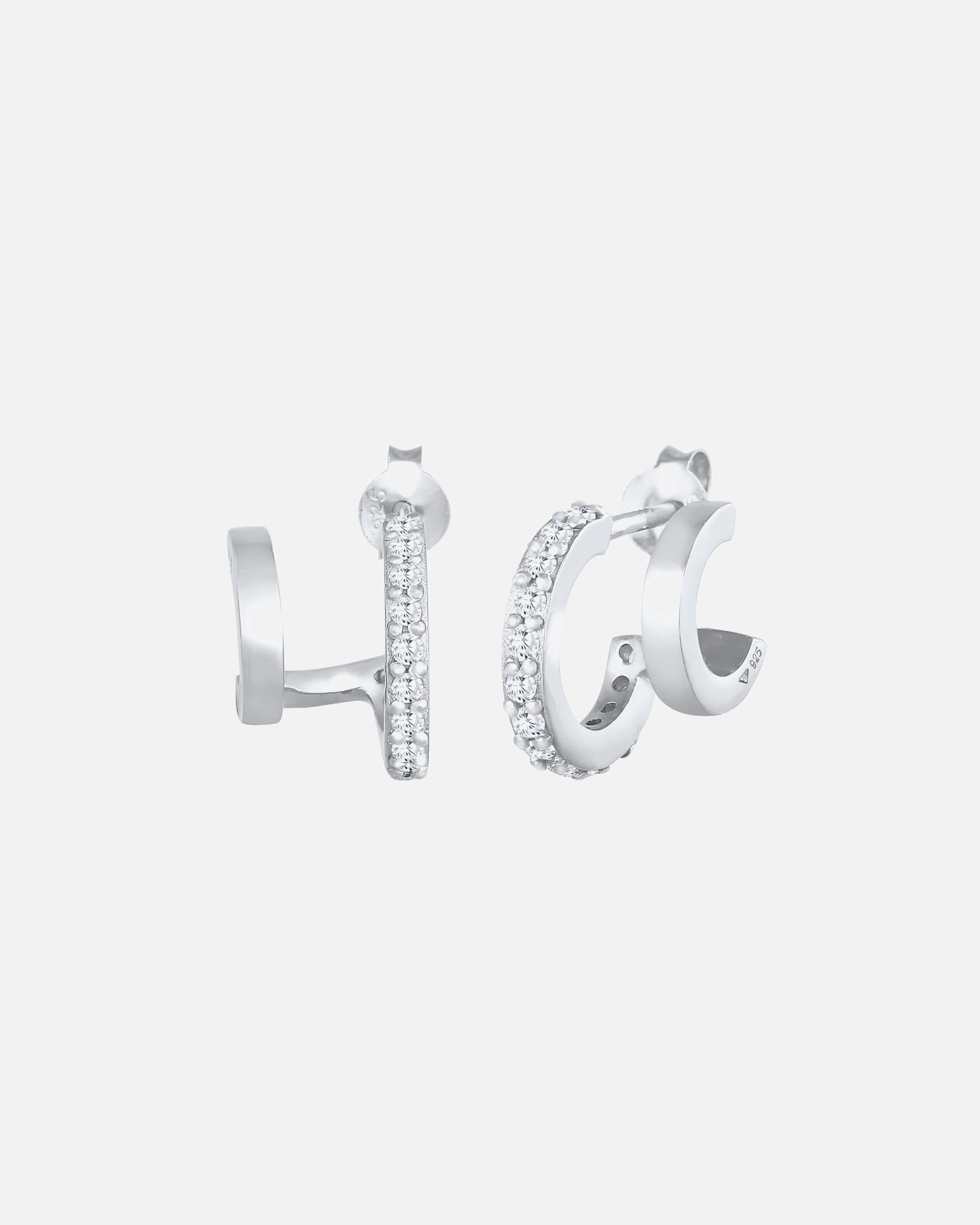Ohrringe für Weiblich Elli Creolen Doppel Zirkonia Stecker 925 Silber silberfarben