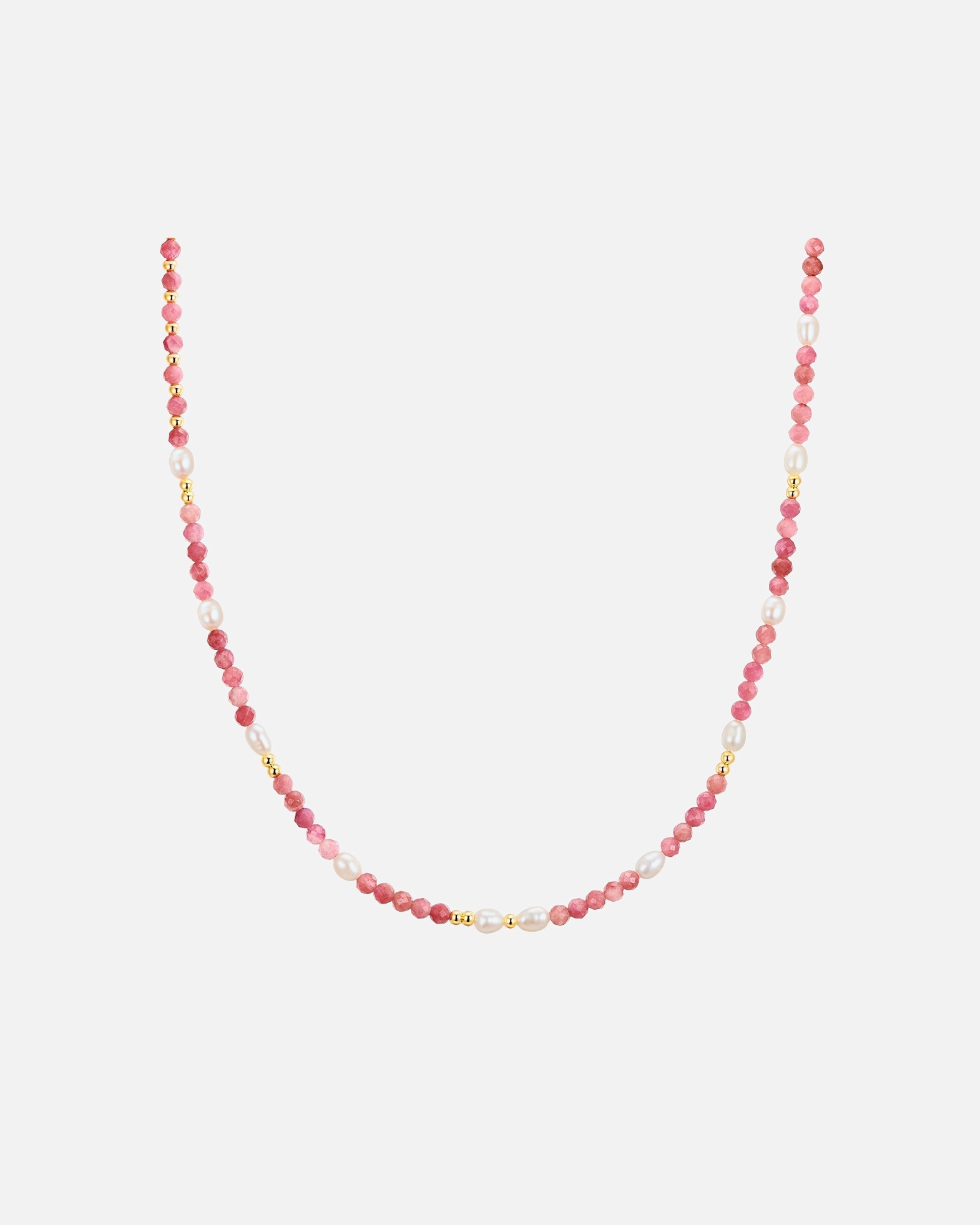 Halskette für Weiblich Glanzstücke München Halskette aus Sterling Silber in gelbgold mit Turmalin und Süßwasser-Zuchtperle 40,0 cm Basiskette + 5,0 cm Verlängerung