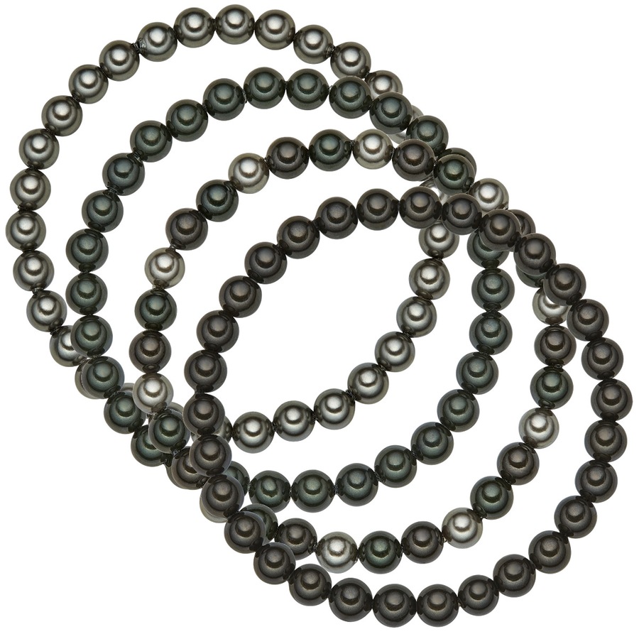 Rafaela Donata Perlen-Armband Muschelkernperle in Grau/Schwarz Damen