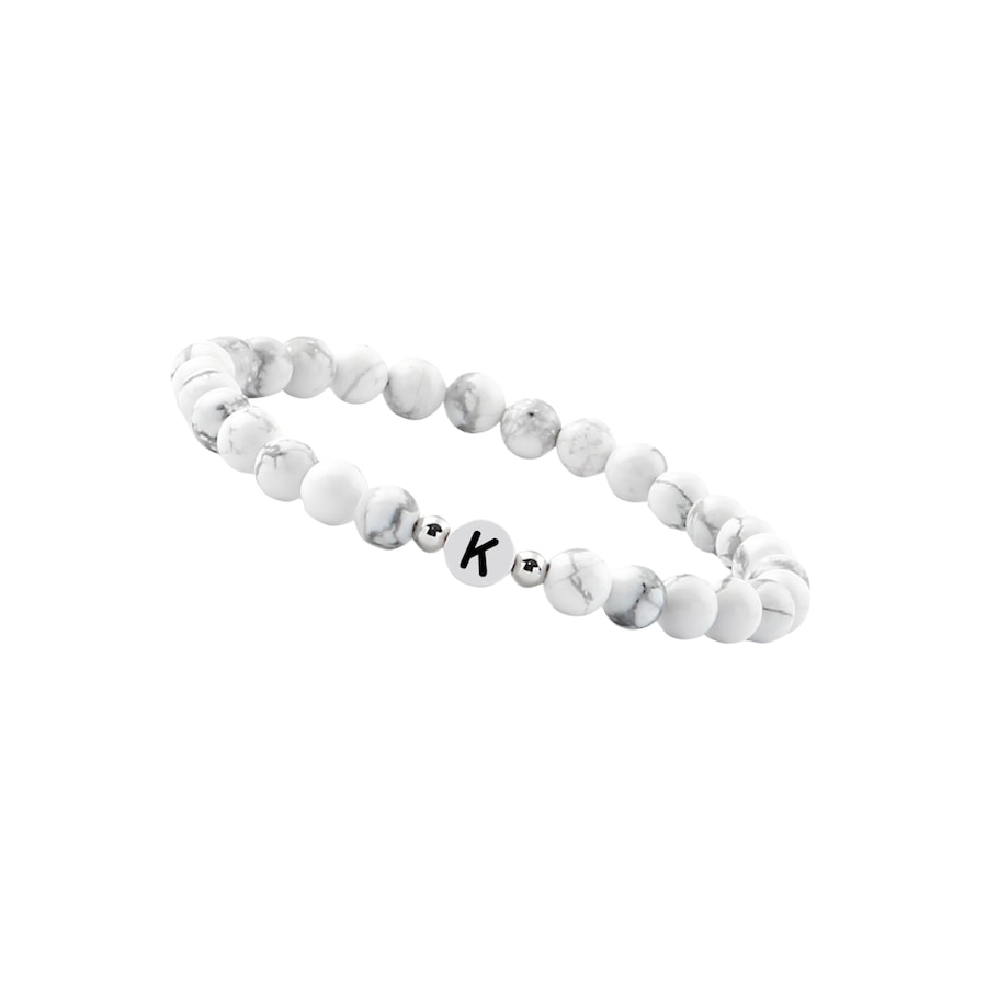GOOD.designs Perlenarmband aus Howlith-Steinen mit dem Buchstaben K Onesize Damen
