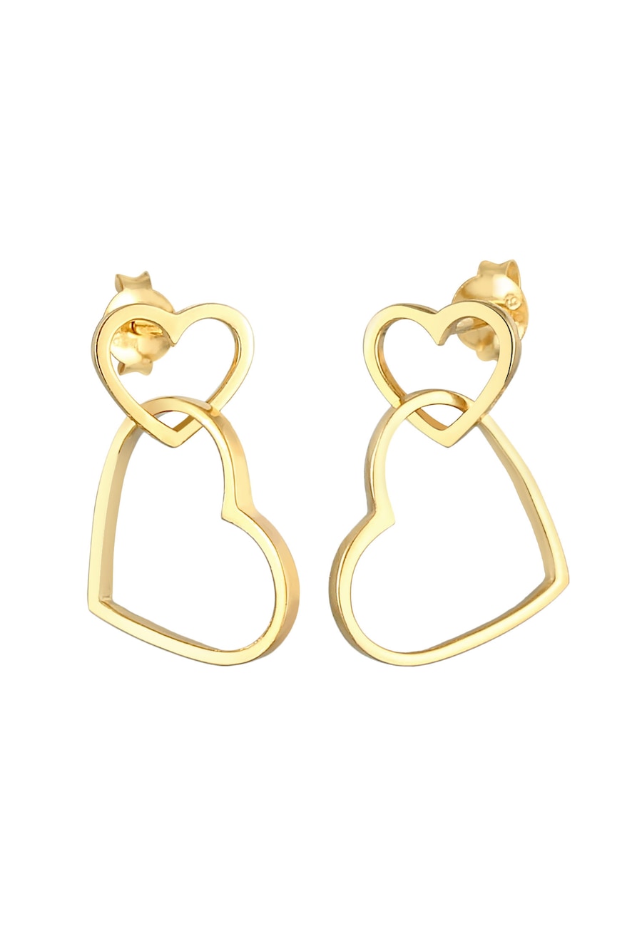 Elli Ohrhänger Stecker Herz Liebe 925 Silber goldfarben Damen