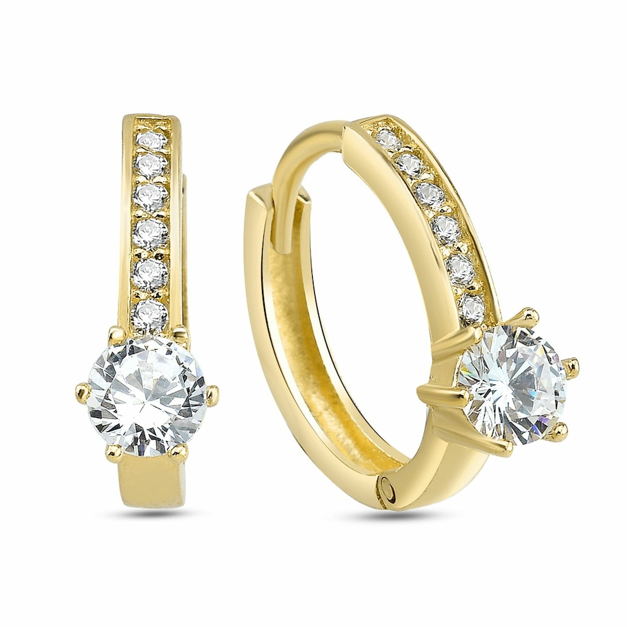 dKeniz Creolen 925/- Sterling Silber Zirkonia weiß Gold Weiss Damen