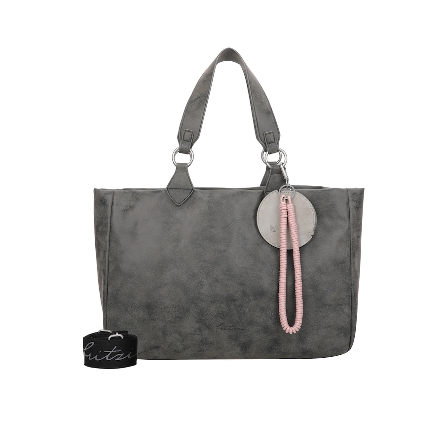 Fritzi aus Preußen Shopper Izzy Vintage mit Taschen-Anhänger und Schlüsselschlange schwarz Schwarz Damen