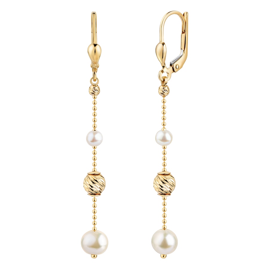 Fascination by Ellen K. Ohrringe 585/- Gold Süßwasserzuchtperle gelb vergoldet Damen