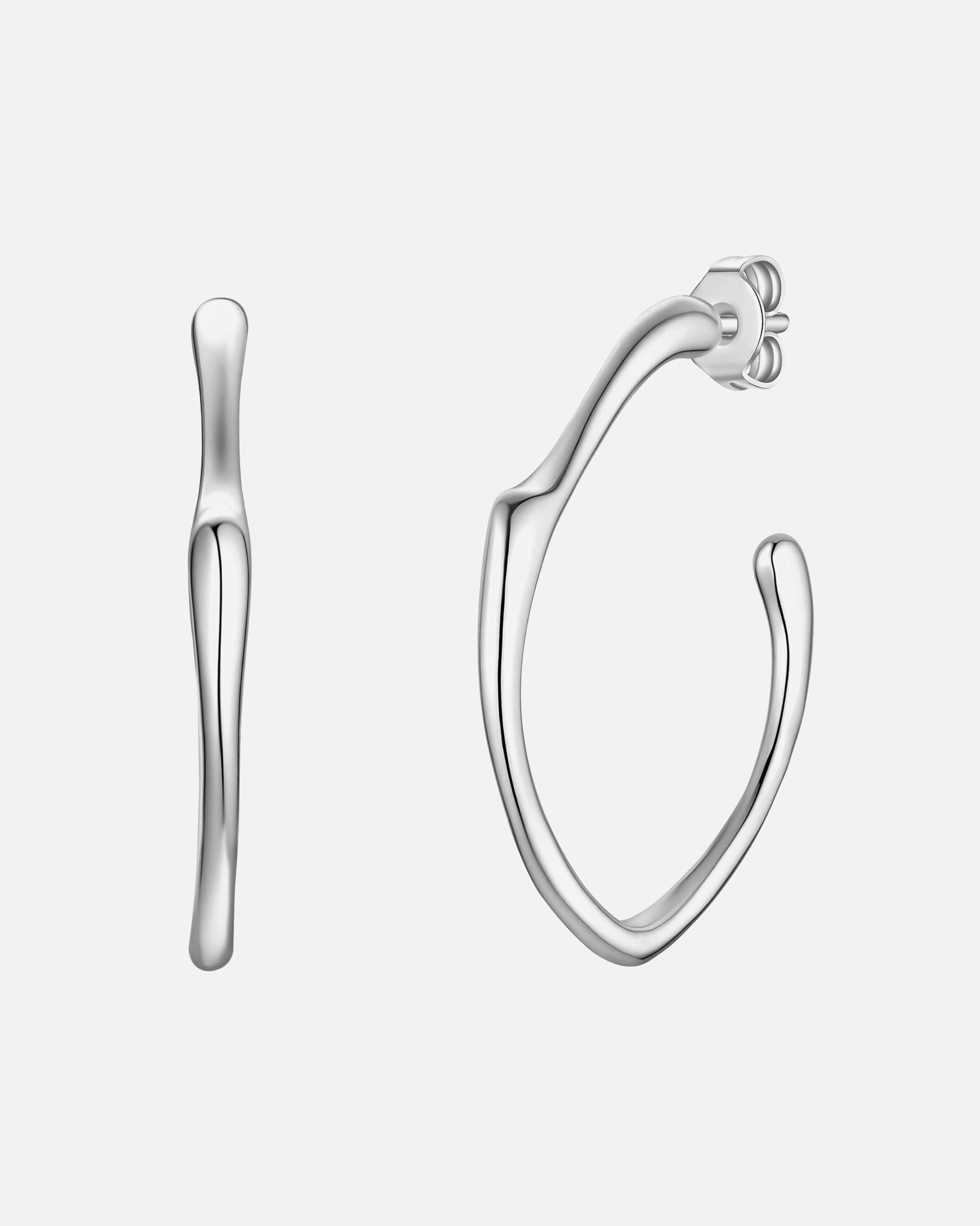 Creolen für Weiblich Yokoamii Creolen aus Messing in silber 45,6 mm