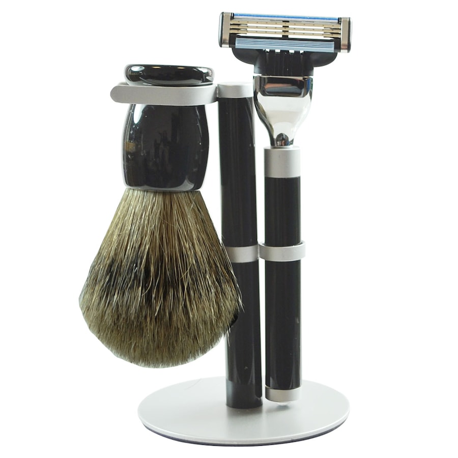 Golddachs 3-teiliges Rasierset Griffarbe schwarz/mattsilber 1 pc.