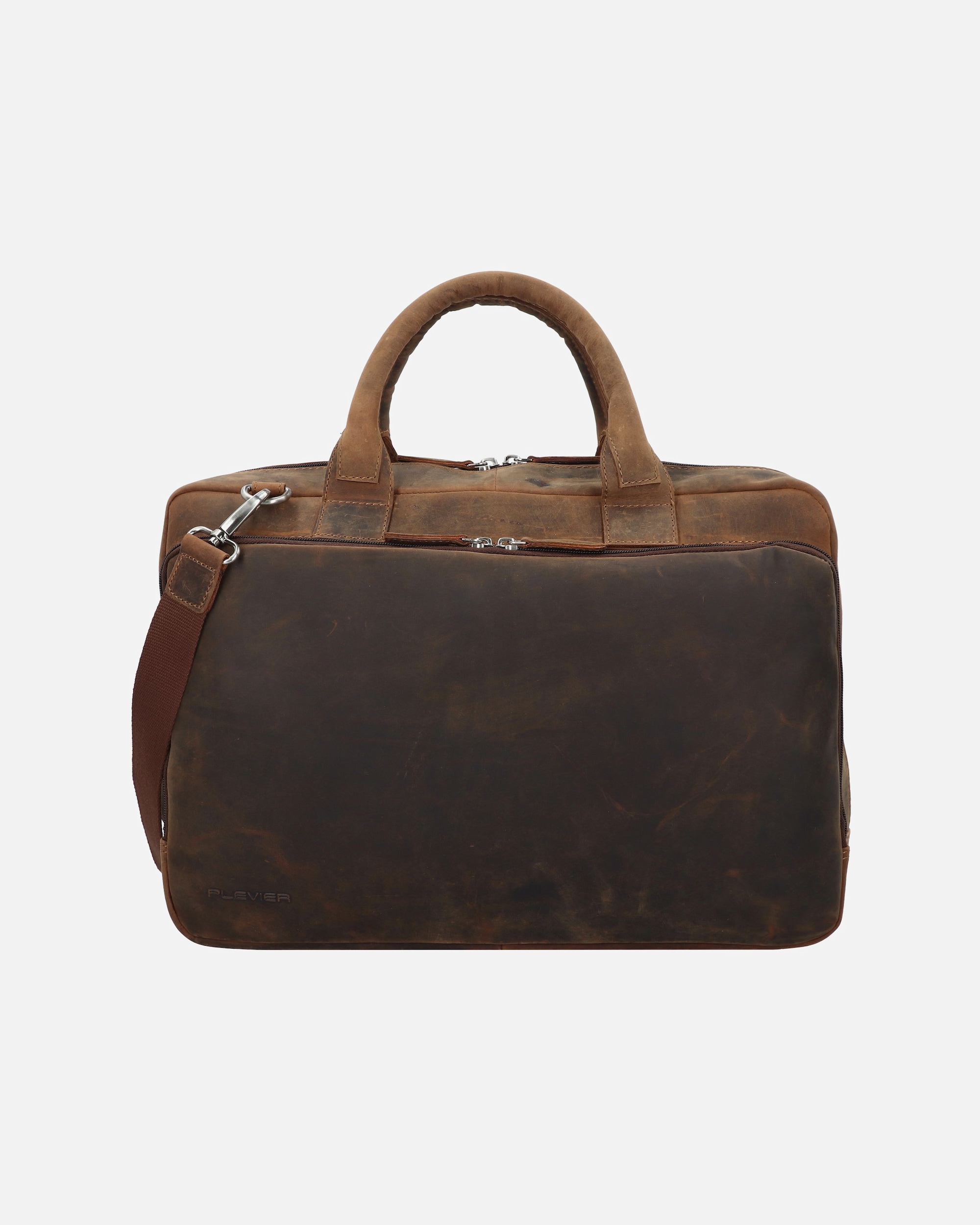 Laptoptasche für Männlich Plevier Retro Colmar Aktentasche Leder 40 cm Laptopfach dunkelbraun