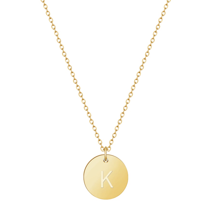 GOOD.designs Namenskette 18 K vergoldet mit Buchstaben-Coin Onesize Damen