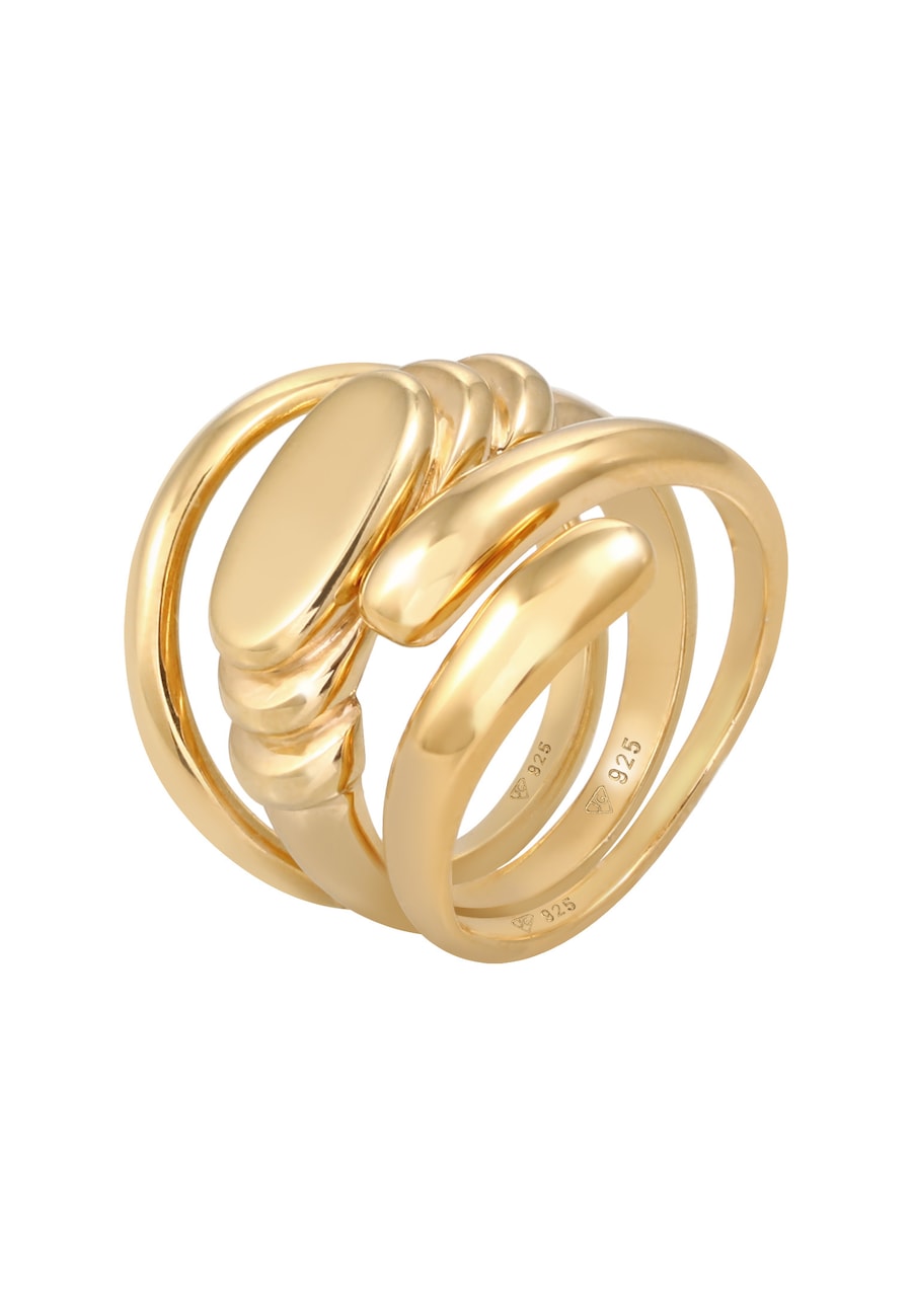 Elli PREMIUM Bandring Siegelring Wickelring Trio Set 925 Silber 58 Damen