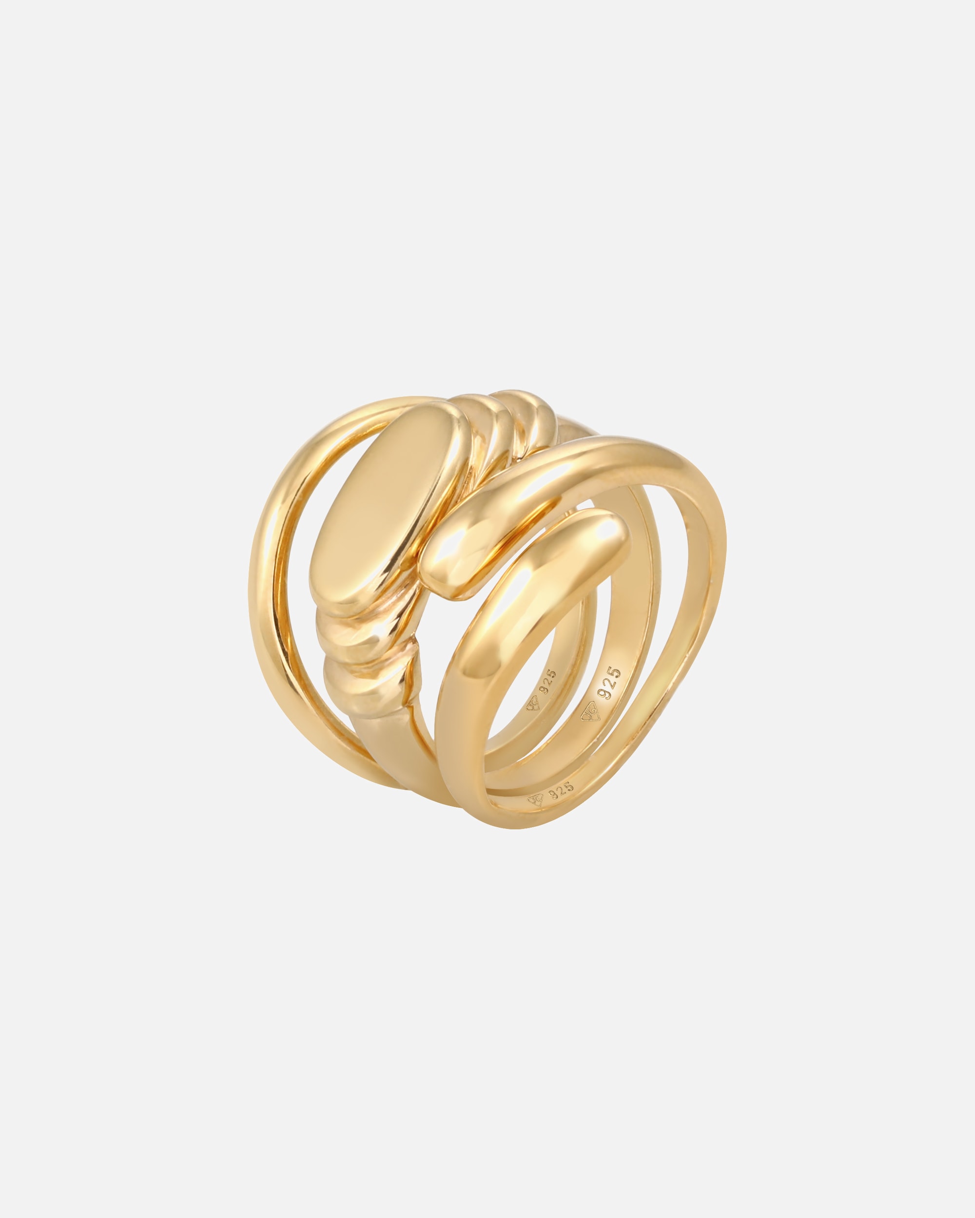 Ring für Weiblich Elli PREMIUM Bandring Siegelring Wickelring Trio Set 925 Silber 52