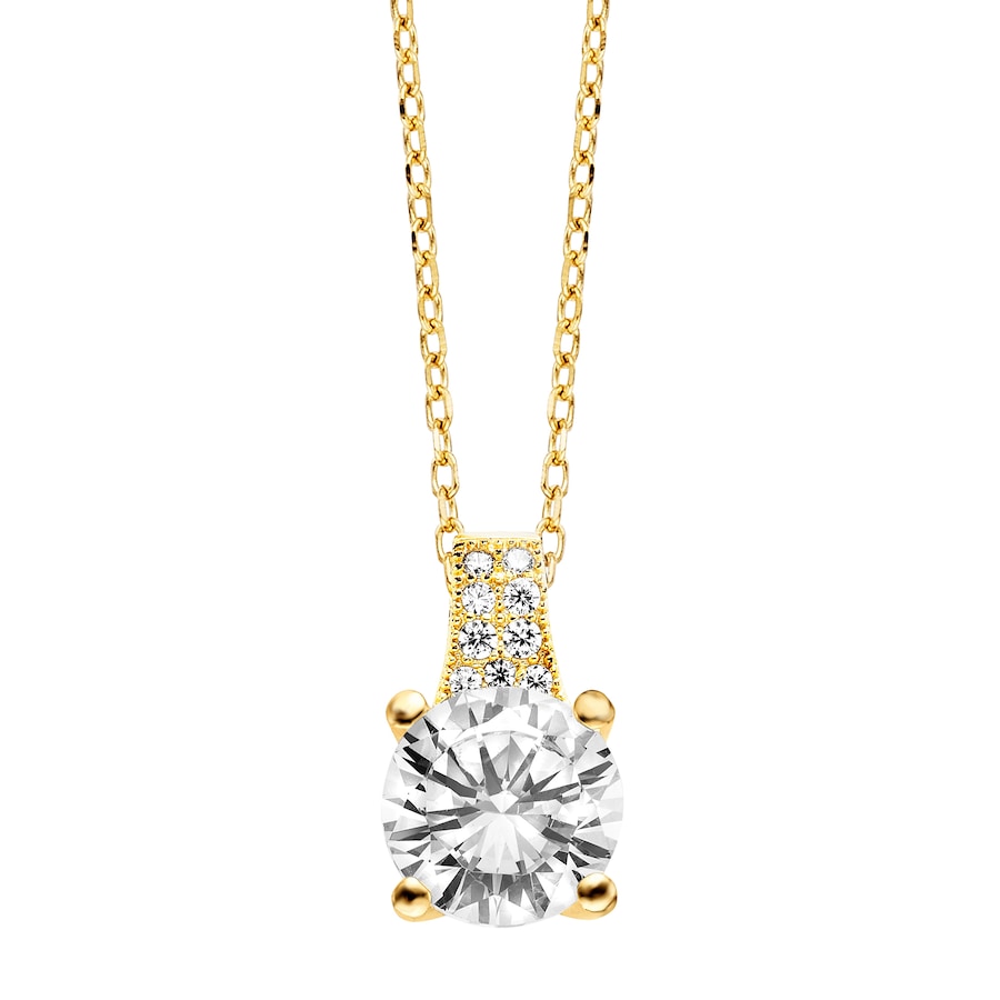 Julie Julsen Anhänger mit Kette 925/- Sterling Silber Zirkonia weiß gelb vergoldet Weiss Damen