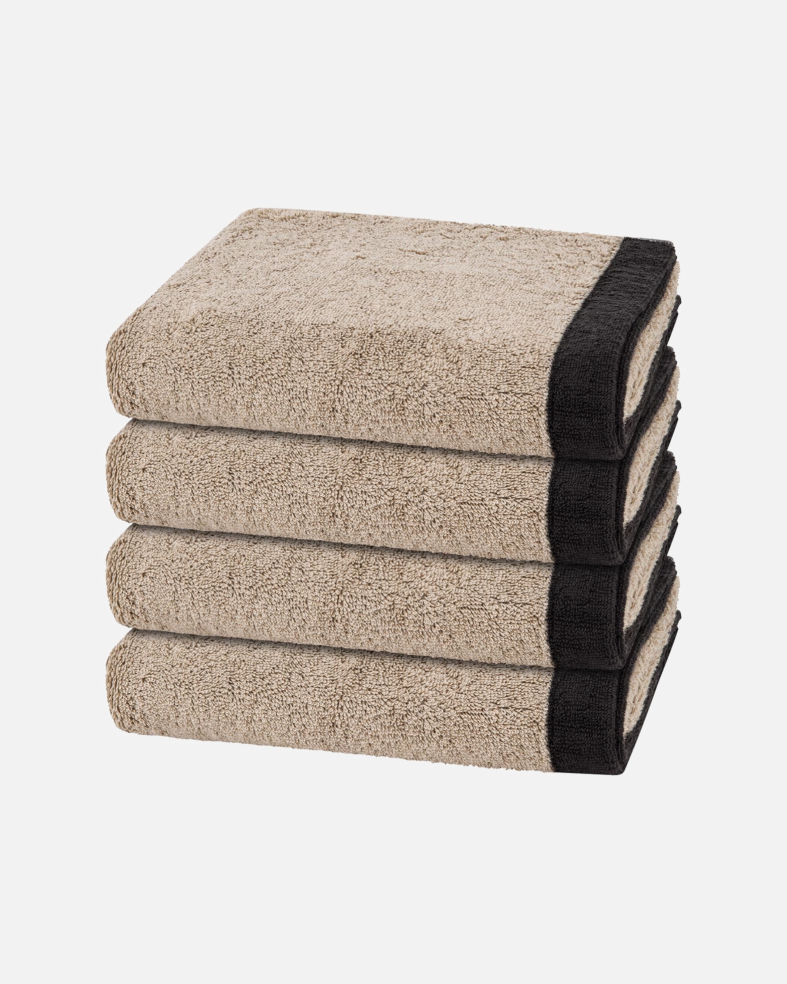 Handtuch für Unisex Cawö Handtuch-Set Lifestyle Splash (4er Set) Leinen / basalt