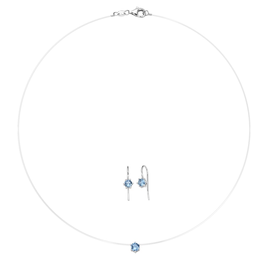 Smart Jewel Schmuckset Collier mit Ohrschmuck, Silber 925 Hellblau Violett