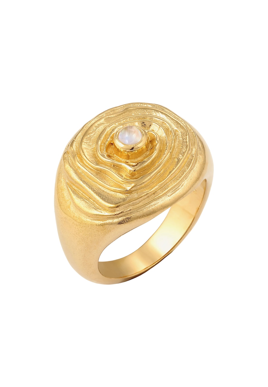 Haze & Glory Kreis Rund Mondstein Weiß 925 Sterling Silber 58 Damen