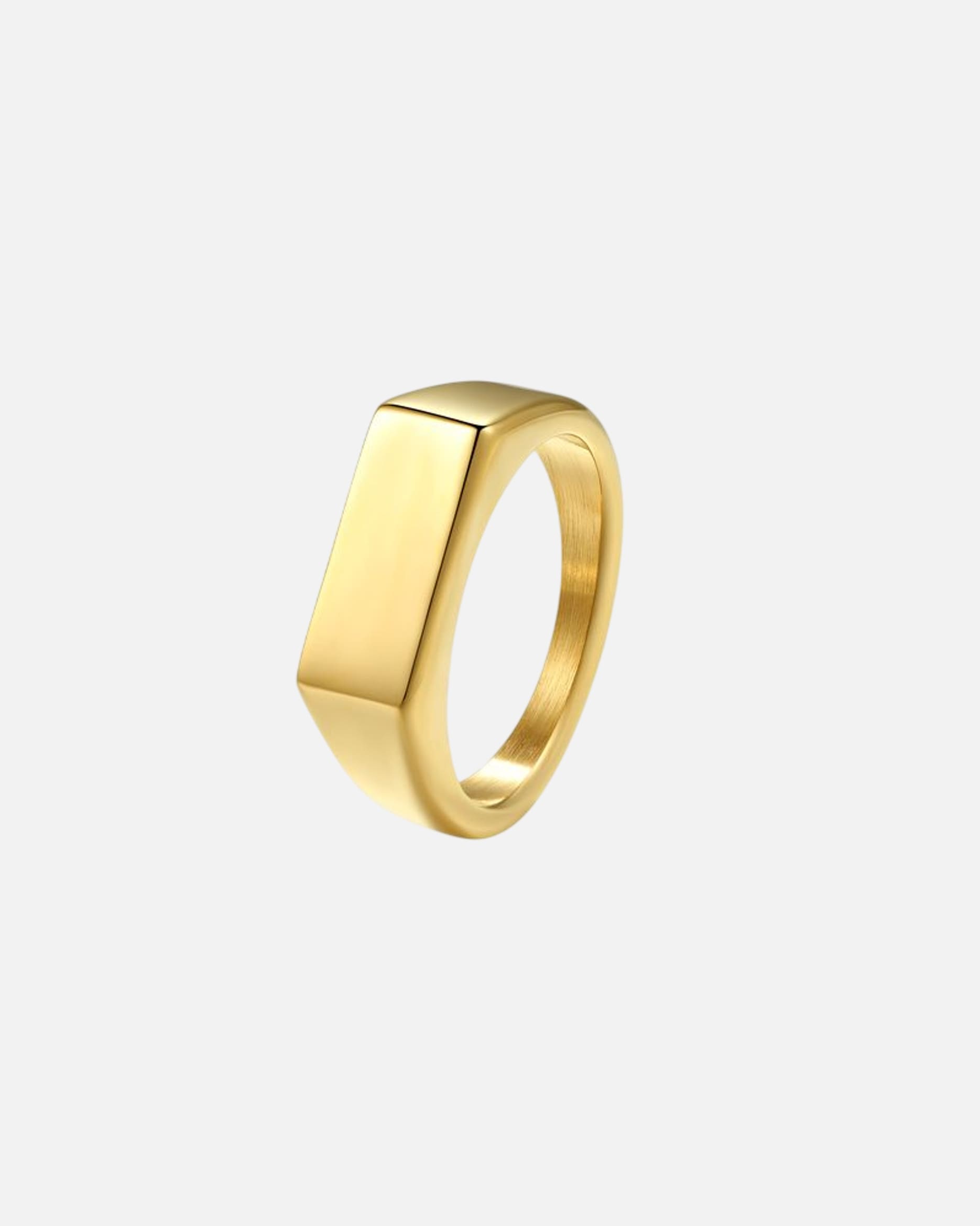 Ring für Männlich Hey Happiness Default Brand Line Siegelring aus Edelstahl mit 18K Vergoldung – Rechteckig 65