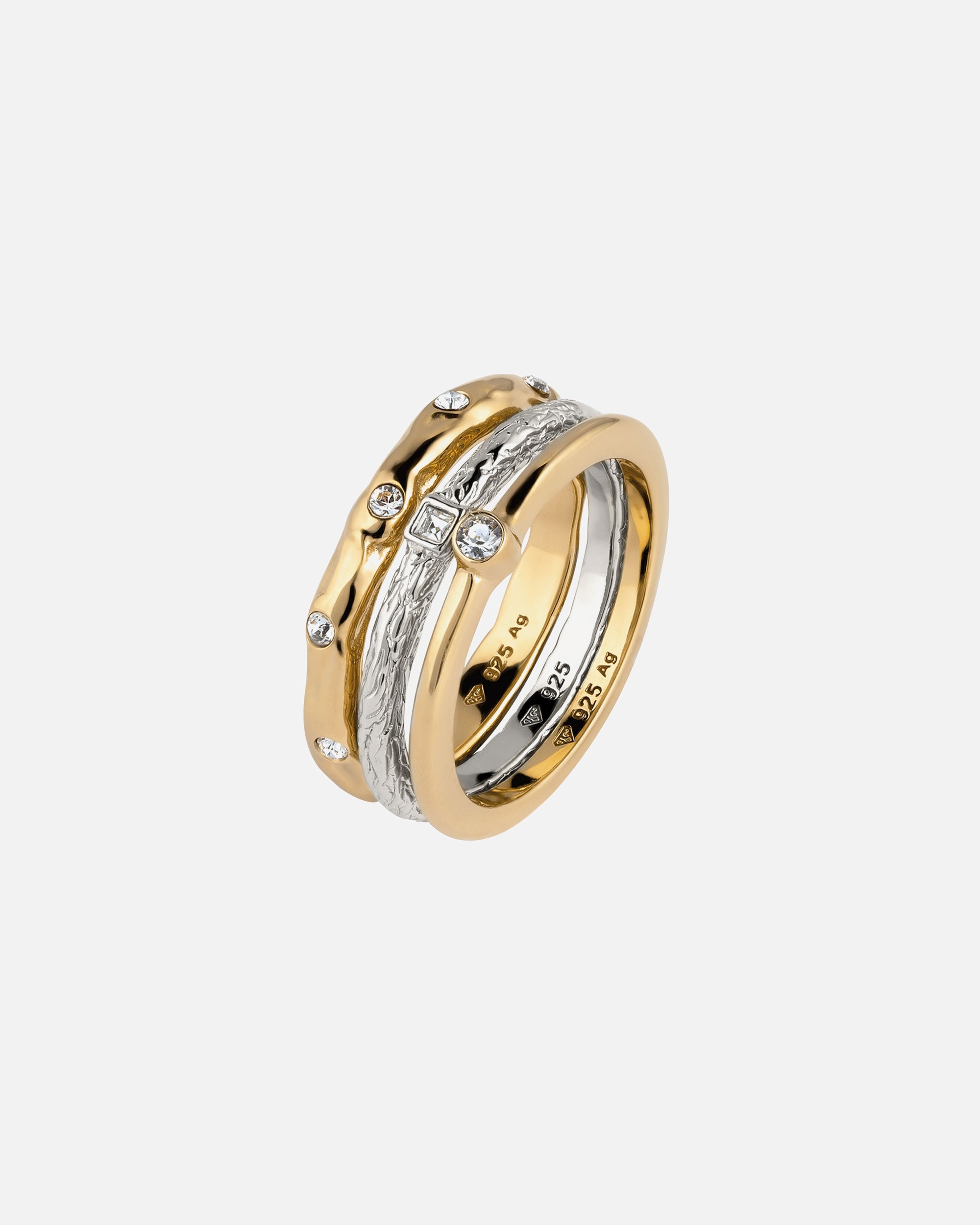 Ring für Weiblich Elli Weiß 3er Set 925 Sterling Silber, mit Kristallen von Swarovski® 56