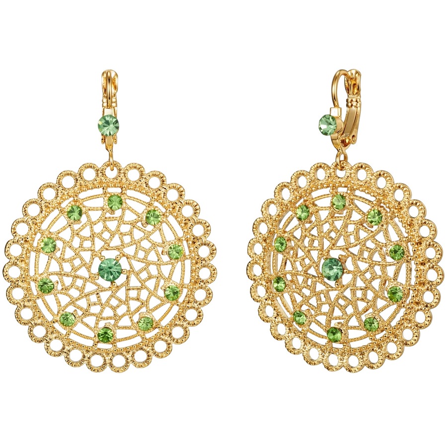Lulu & Jane Ohrhänger aus Metall-Legierung in Gelbgold mit Glaskristall 57,8 mm Damen