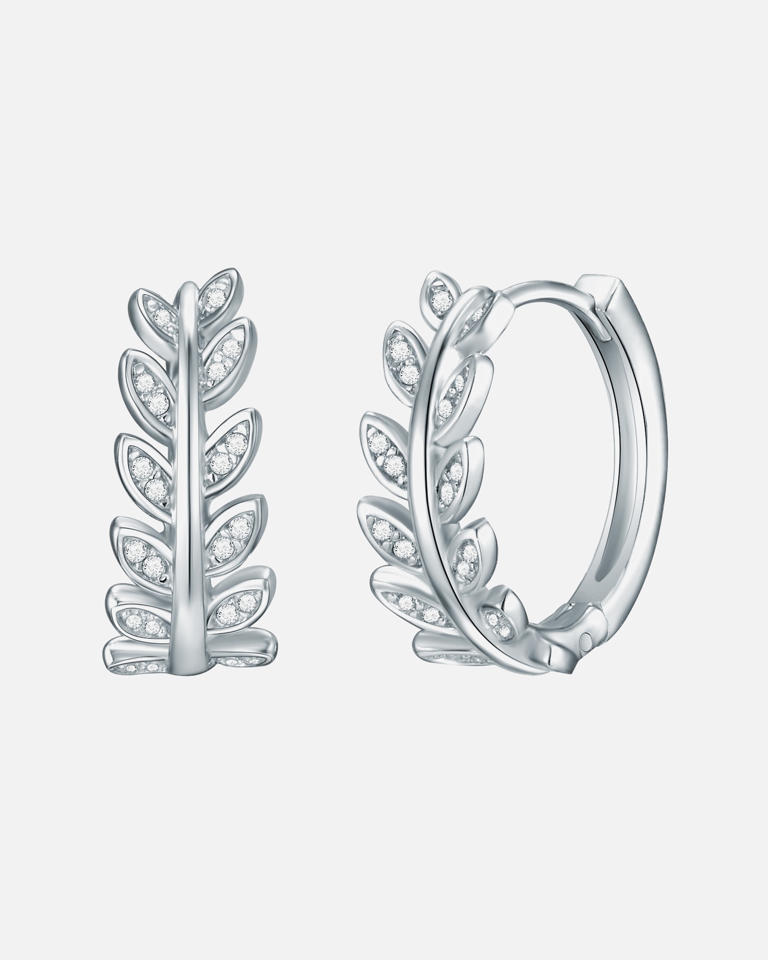 Creolen für Weiblich Rafaela Donata Creolen Funkelnde Blätter Sterling Silber Zirkonia in Silber 15,5 mm