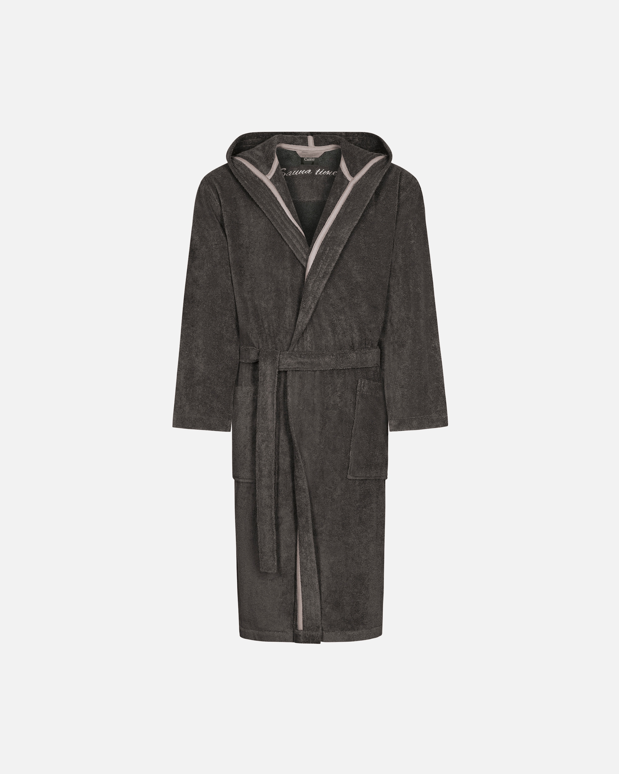 Bademantel für Unisex Cawö Cawö Bademäntel Herren Kapuze Sauna Time 833 basalt - 77 XL