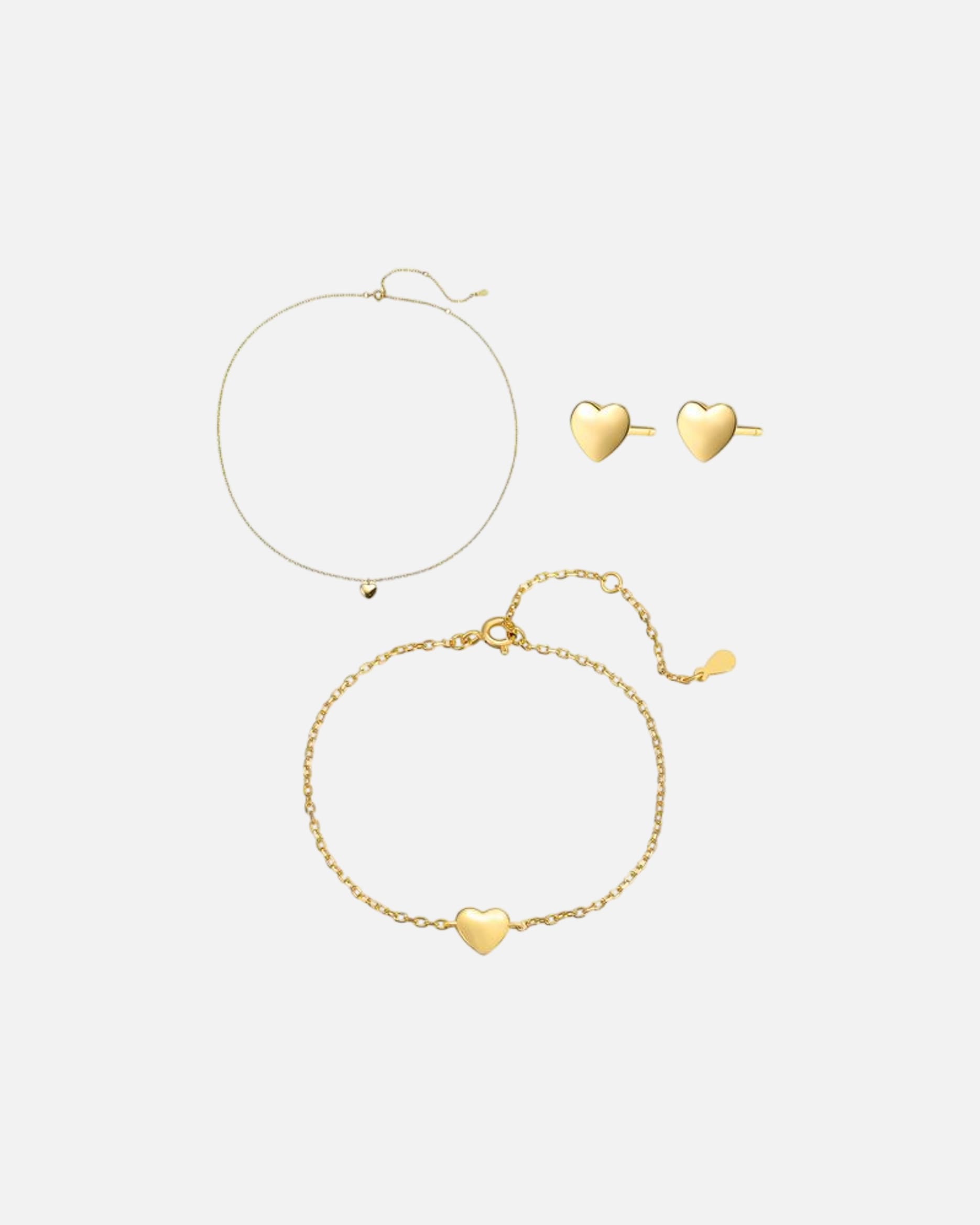 Schmuckset für Weiblich Hey Happiness Default Brand Line Love Heart – Herz Schmuckset – 925 Sterling Silver Gold