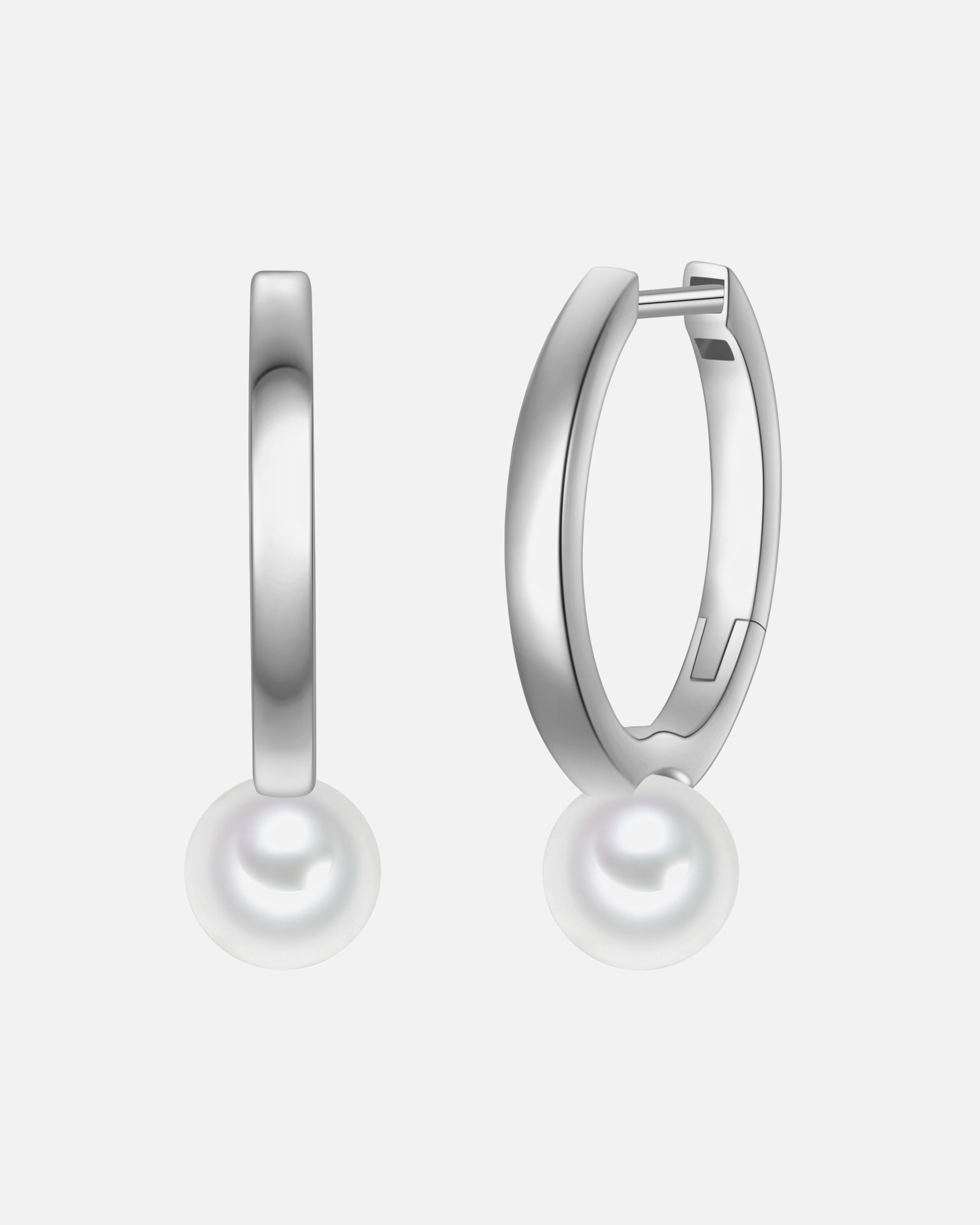 Creolen für Weiblich Rafaela Donata Creolen aus Sterling Silber in silber mit Muschelkernperle 22,3 mm