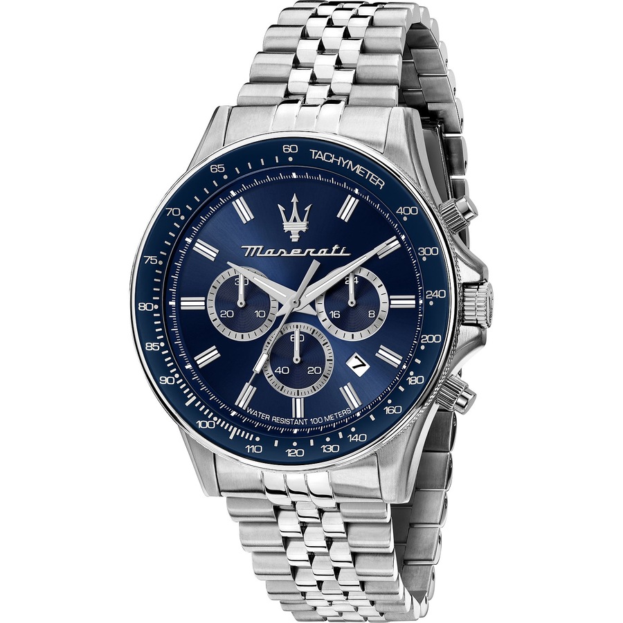 Maserati Chronograph Edelstahl, Aluminium blau, silber Herren