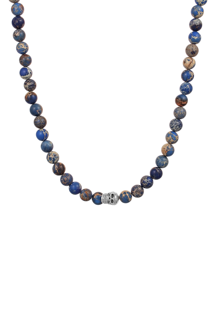 KUZZOI Achat Blau Totenkopf Bead 925 Sterling Silver 45 Herren