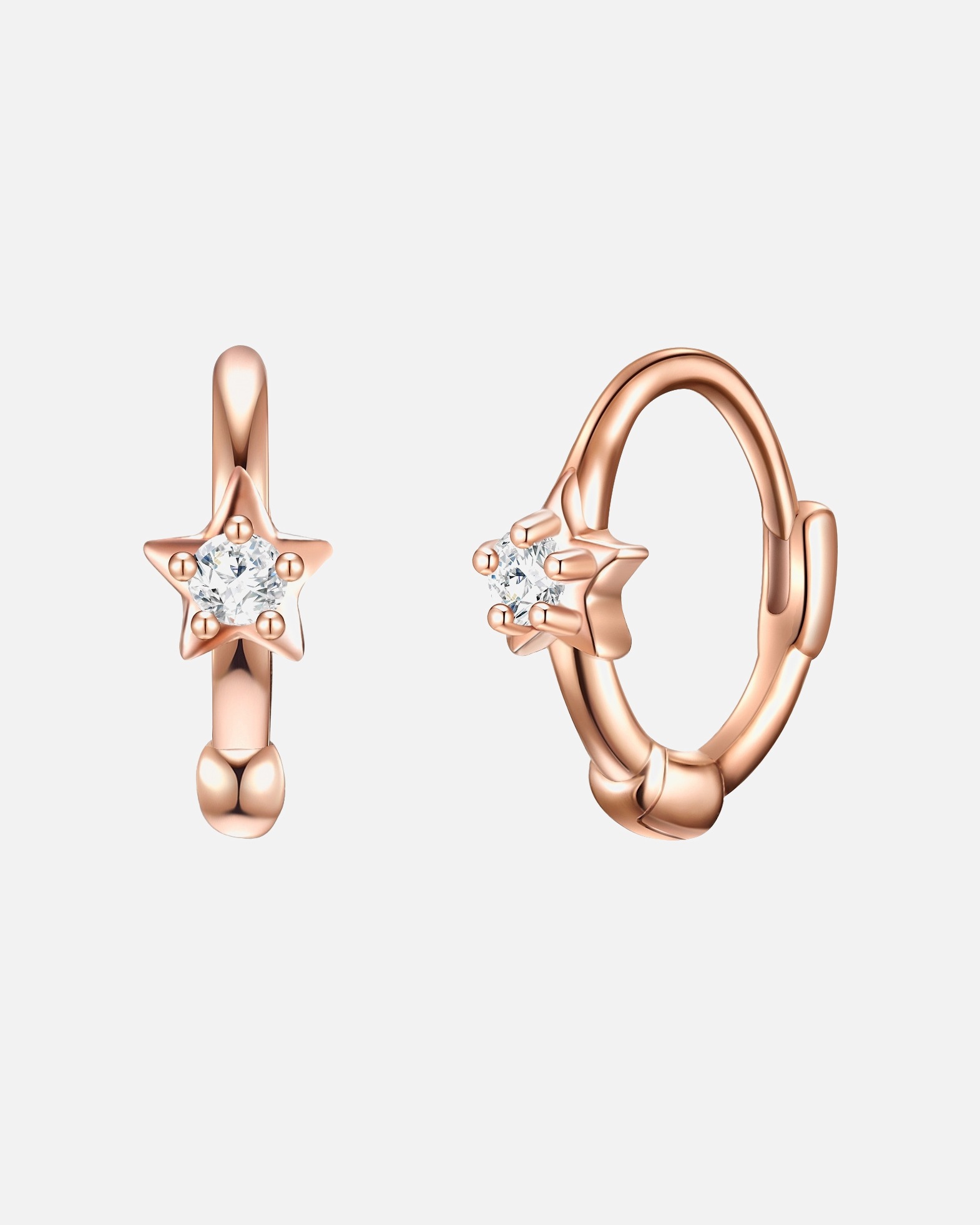 Ohrringe für Weiblich Glanzstücke München Creolen Stern Sterling Silber Zirkonia in Roségold 9,6 mm