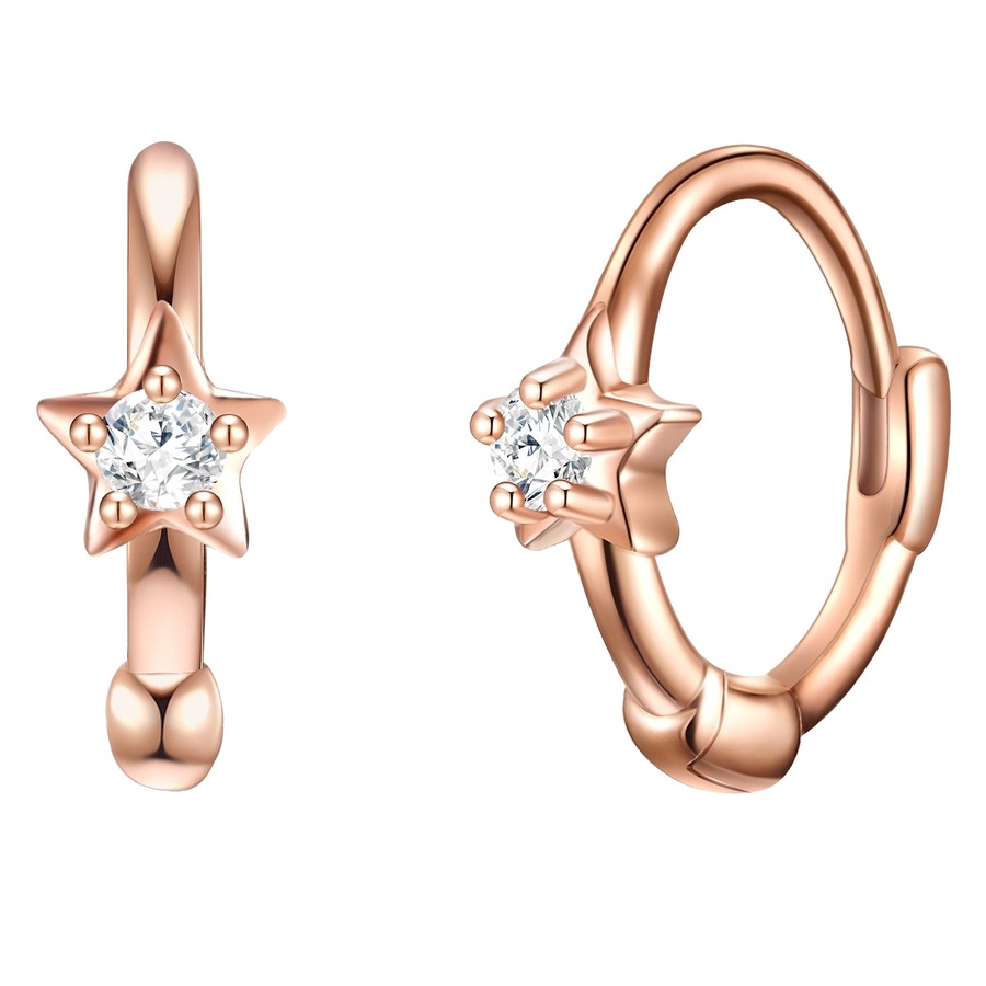Glanzstücke München Creolen Stern Sterling Silber Zirkonia in Roségold 9,6 mm Damen