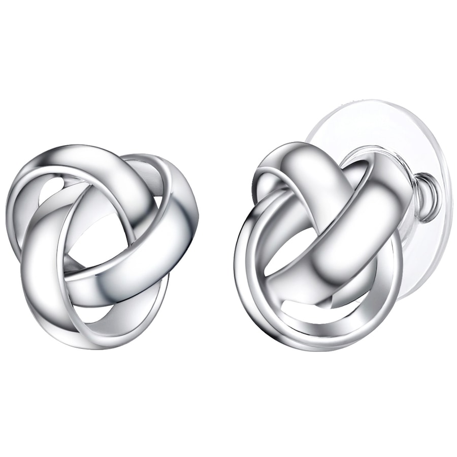 Lulu & Jane Ohrstecker Knoten Messing in Silber 11,4 mm Damen