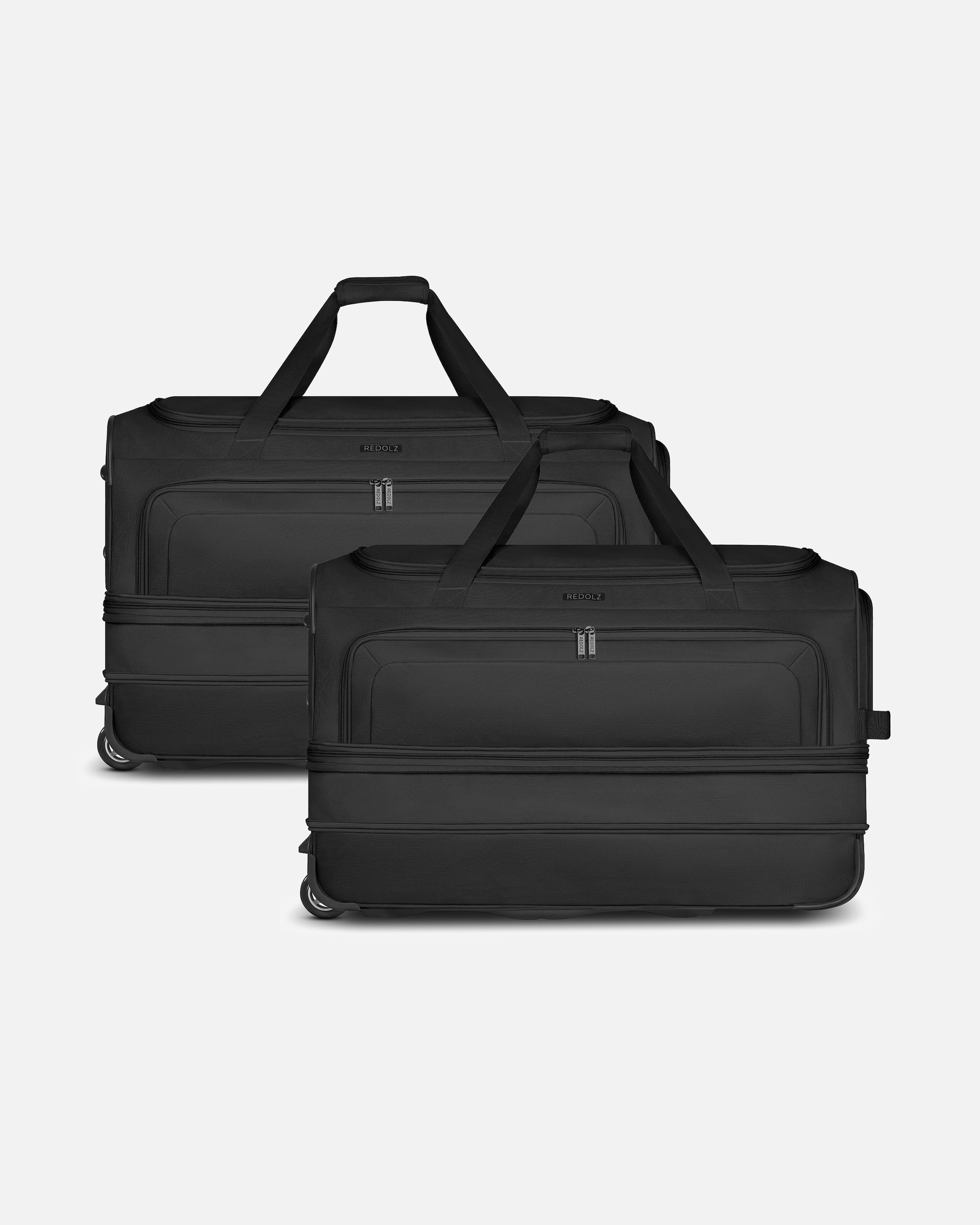 Handgepäckkoffer für Männlich Redolz Duffle Essentials 2-Rollen Reisetasche Set 2-tlg. L+L mit Dehnfalte black
