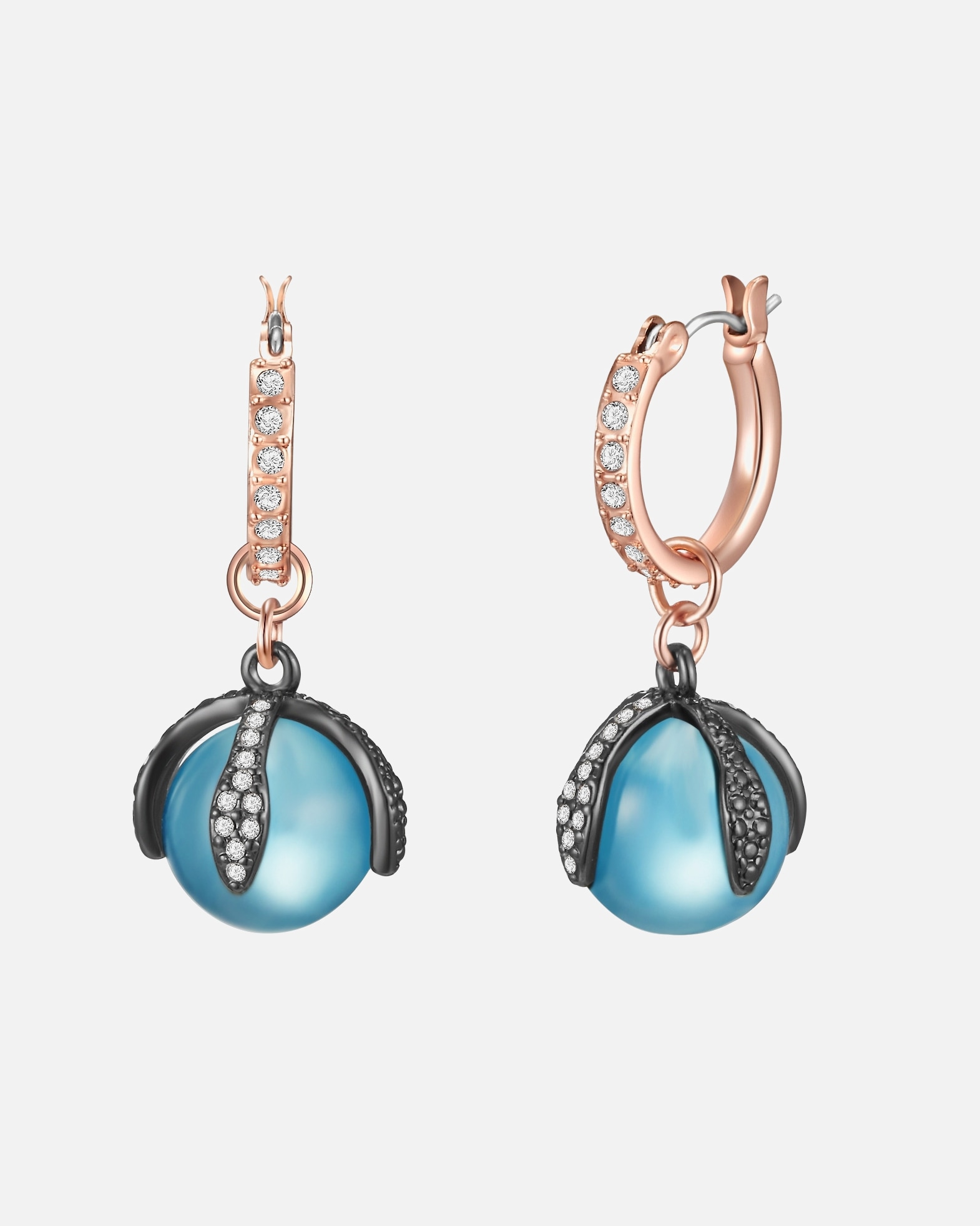 Creolen für Weiblich Lulu & Jane Creolen Metall-Legierung verziert mit Kristallen von Swarovski ® in Roségold 33,7 mm