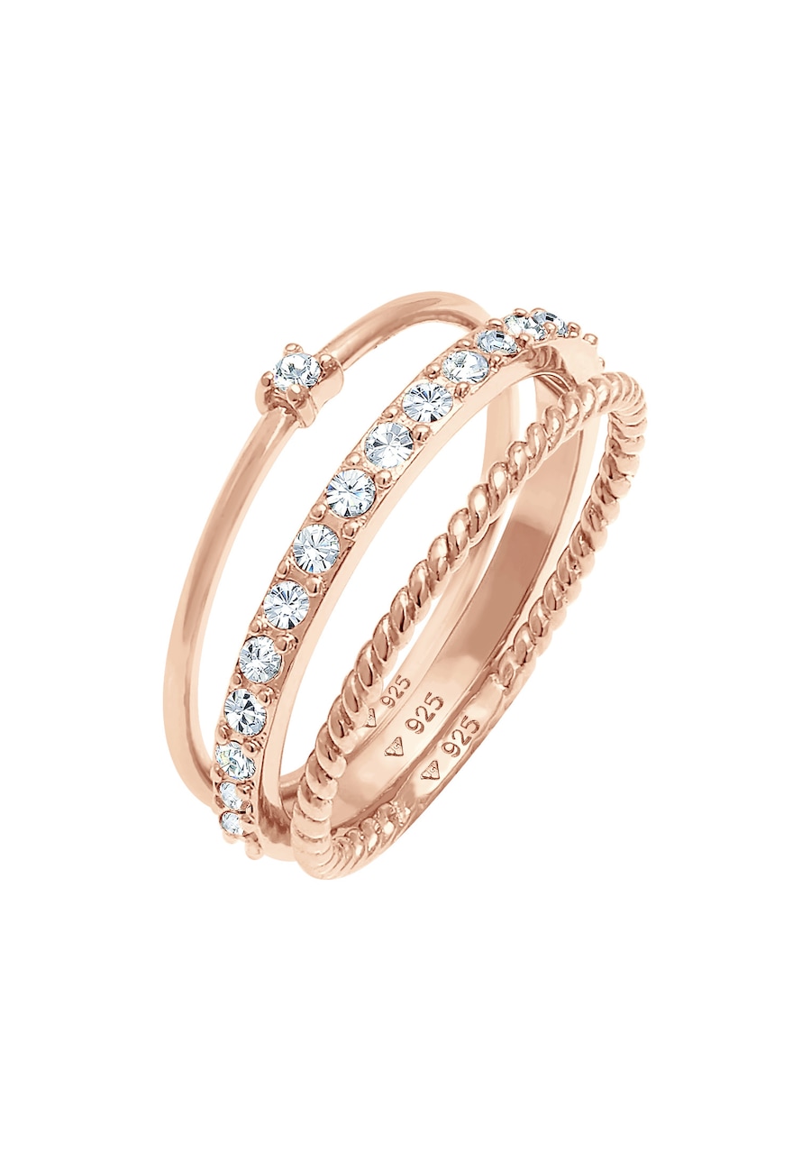 Elli Stapelring 3er Set mit Kristallen von Swarovski 925 Silber 66 Damen