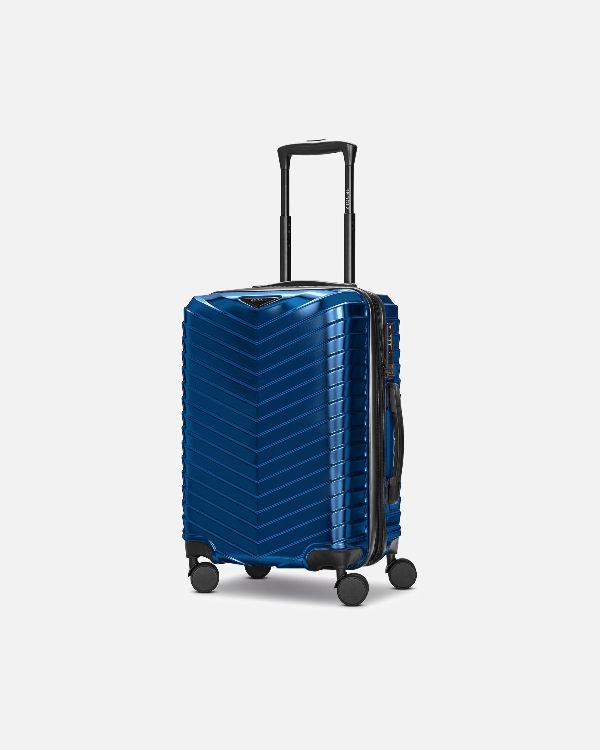 Handgepäckkoffer für Männlich Redolz Essentials 18 4 Rollen Kabinentrolley 55 cm mit Dehnfalte metallic-blue shiny